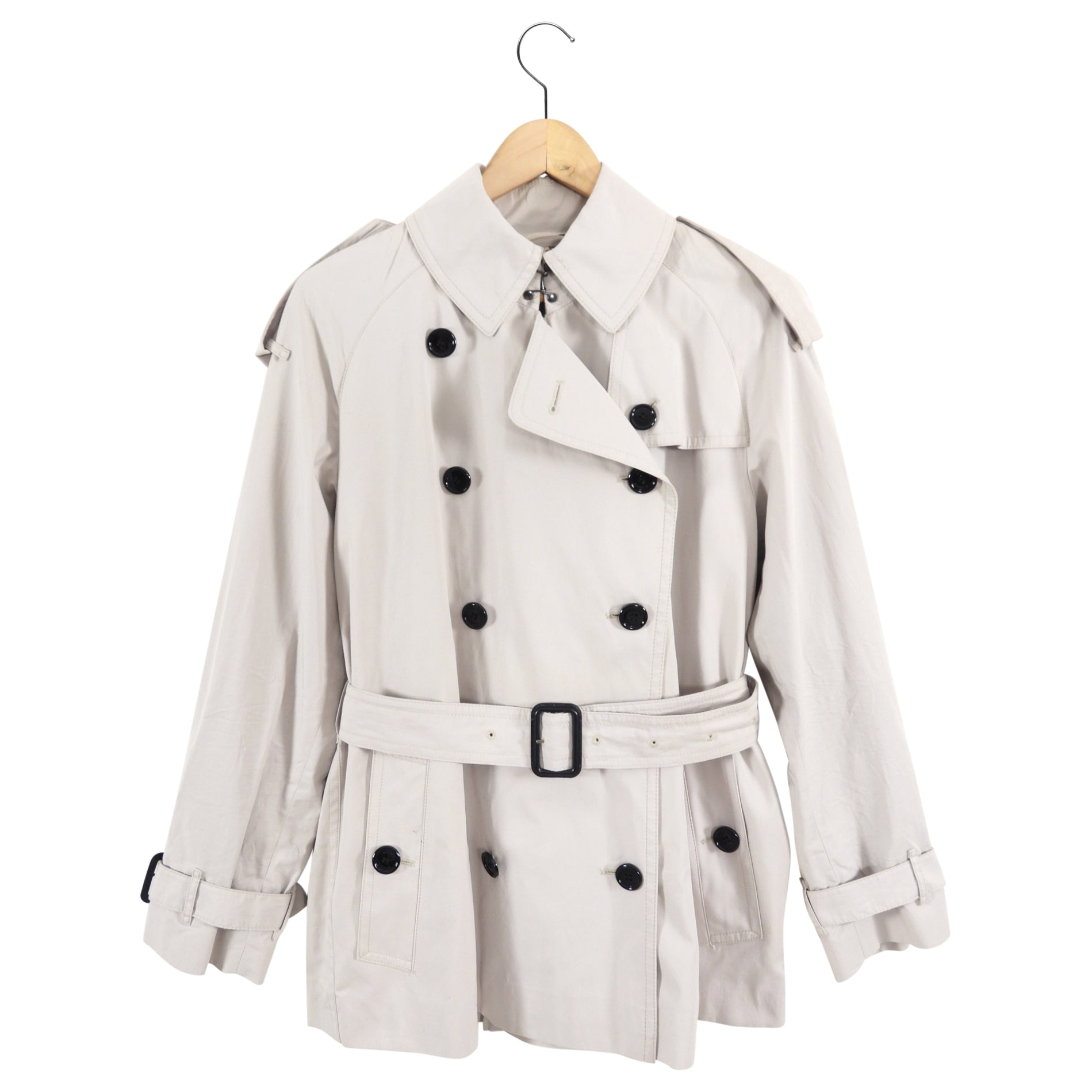 Burberry Brit Light Beige Short Trench Coat for Women | Size IT40 / US 6 | Classic Waterproof Raincoat for Spring & Fall Fashion | Perfect for Work, Travel & Casual Outings