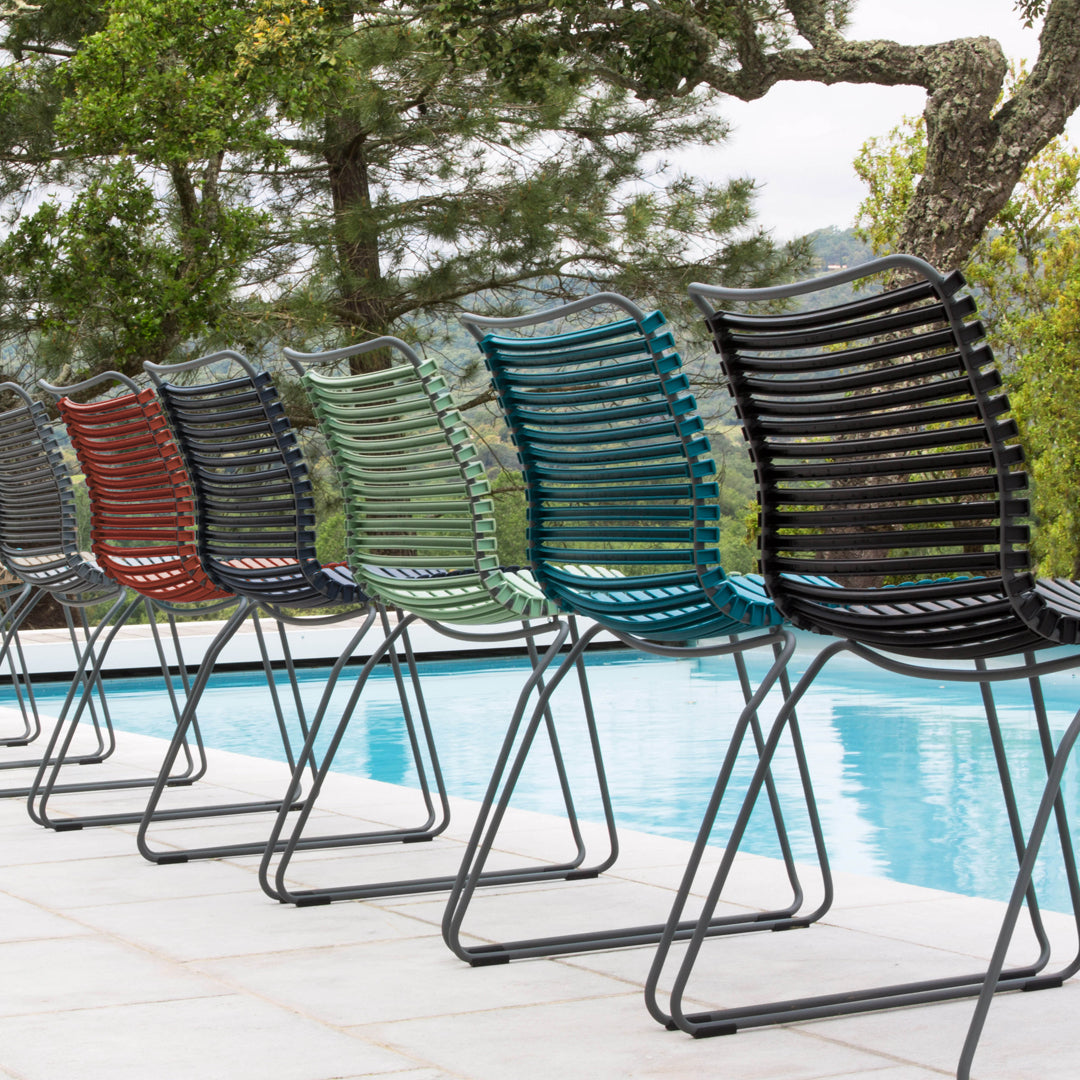 Click Outdoor Dining Chair - Waterproof & Foldable Patio Chairs for Backyard, Garden, Poolside - Comfortable Stackable Outdoor Furniture for Restaurant, Cafe, BBQ Party