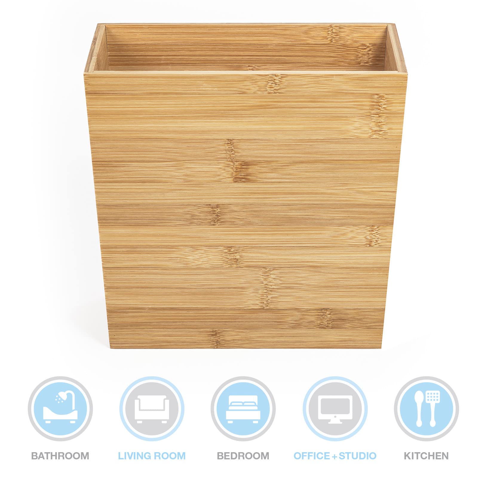 Wooden Trash Can Slim Waste Bin - Eco-Friendly Wooden Rubbish Bin for Home, Office, Kitchen & Bathroom | Perfect for Small Spaces & Recycling Paper Waste