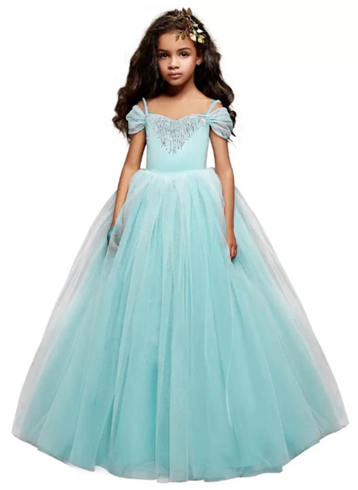 Honeydress Girls Princess Cinderella Flower Girl Dress - Off Shoulder Kids Pageant Gown for Weddings, Birthday Parties & Special Occasions