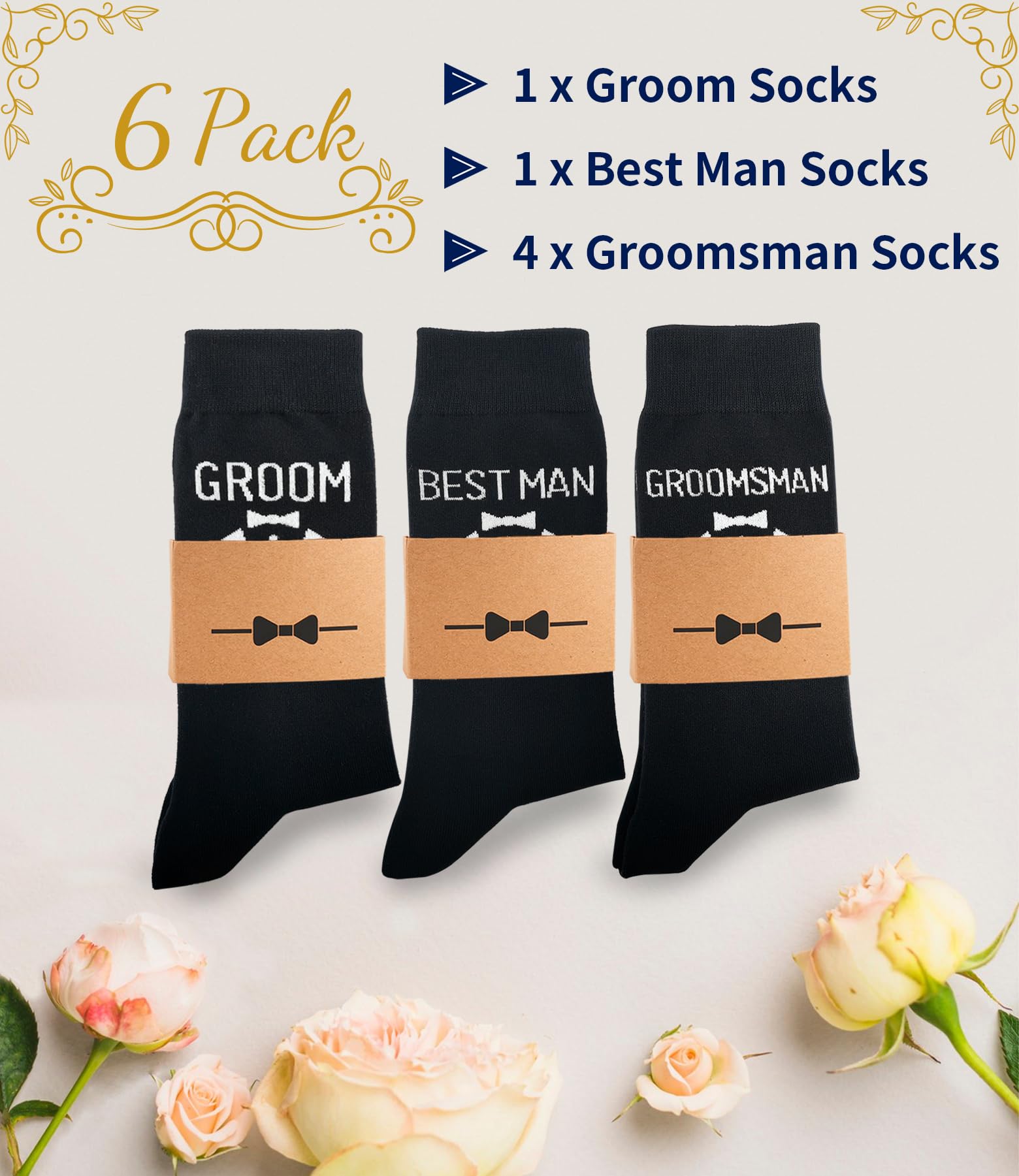 Premium Men's Wedding Socks Gift Set - 6 Pairs Luxury Dress Socks for Groom & Groomsmen - Perfect for Weddings, Anniversaries & Formal Events