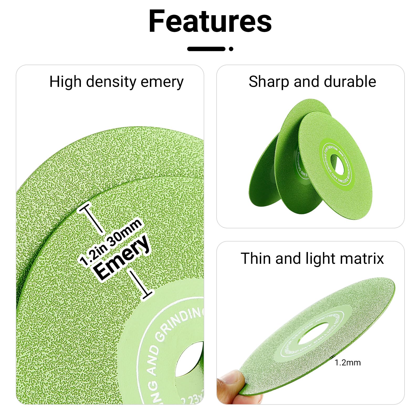LOZLIN 3PCS 4.5 Inch (115mm) Diamond Grinding & Cutting Wheels - Flat Angle Grinder Discs with 7/8 Inch Arbor for Marble, Quartz, Ceramic, Glass - Perfect for Tile Cutting, Stone Shaping & DIY Home Renovation Projects