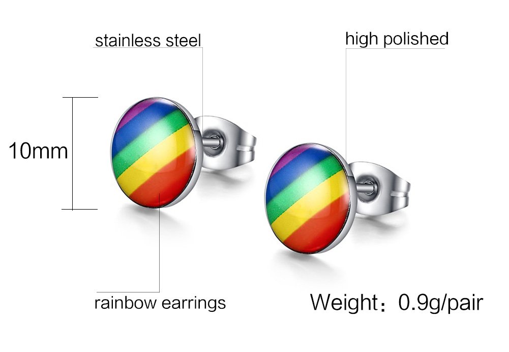 VNOX 4 Pairs LGBTQ+ Pride Rainbow Hoop Stud Earrings for Women & Men - Perfect for Pride Parades, Festivals & Everyday Wear