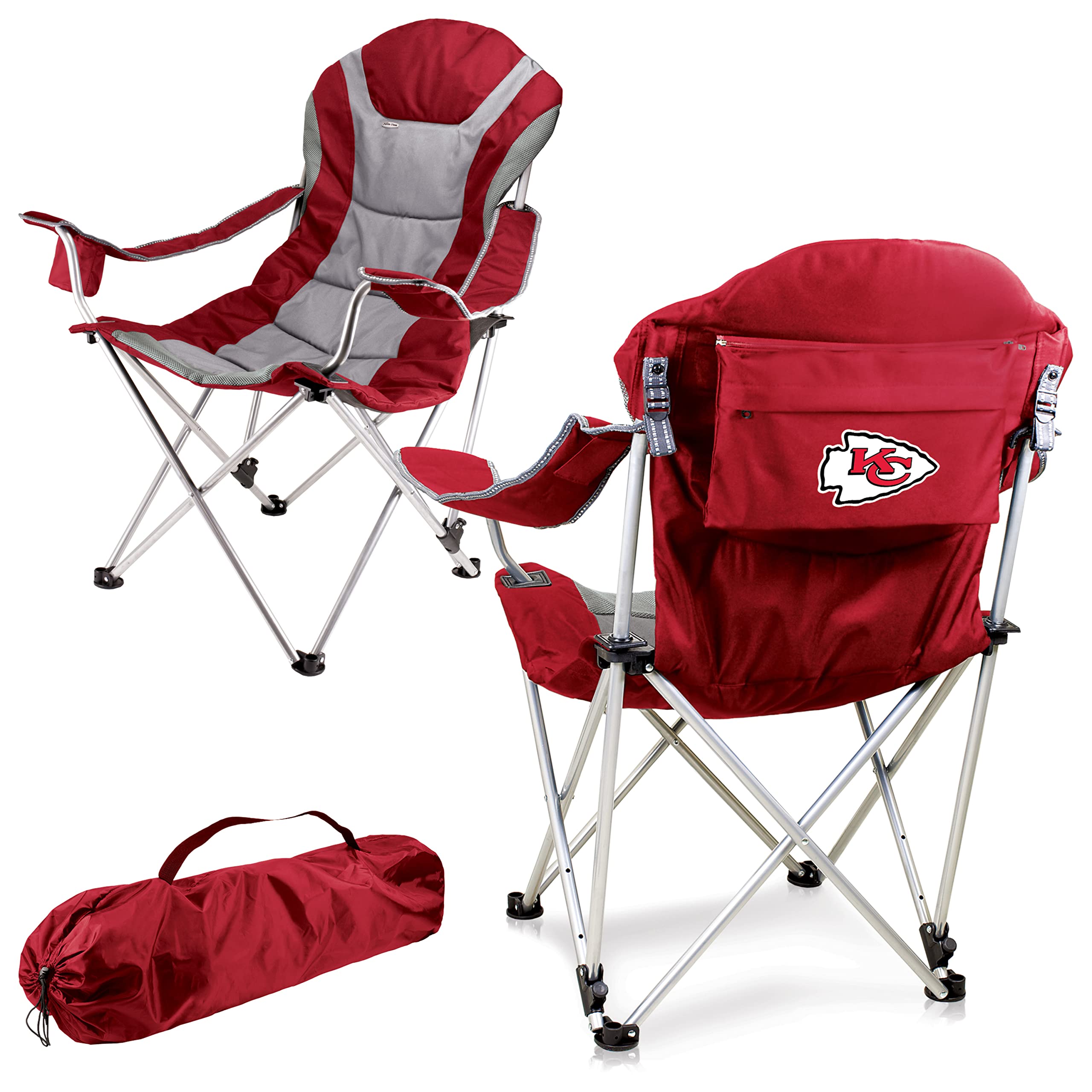 PICNIC TIME NFL Reclining Camp Chair for Adults - Portable Beach & Sports Chair with Carry Bag - Perfect for Tailgating, Camping, and Outdoor Events
