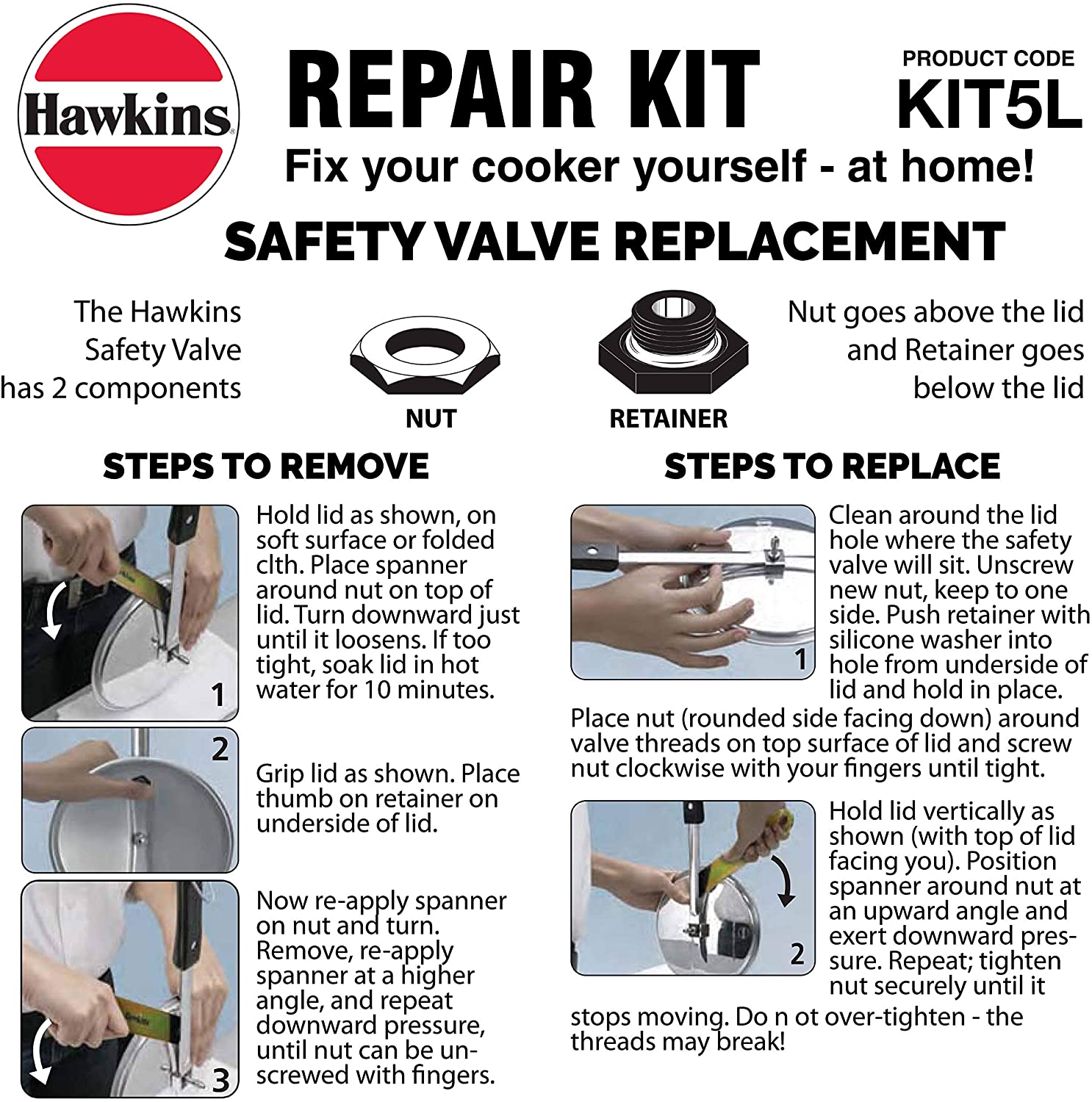Hawkins Pressure Cooker Repair Kit KIT5L - Replacement Parts for Hawkins Cookers - Fix Leaks & Seal Issues - Perfect for Home Kitchen & Outdoor Cooking