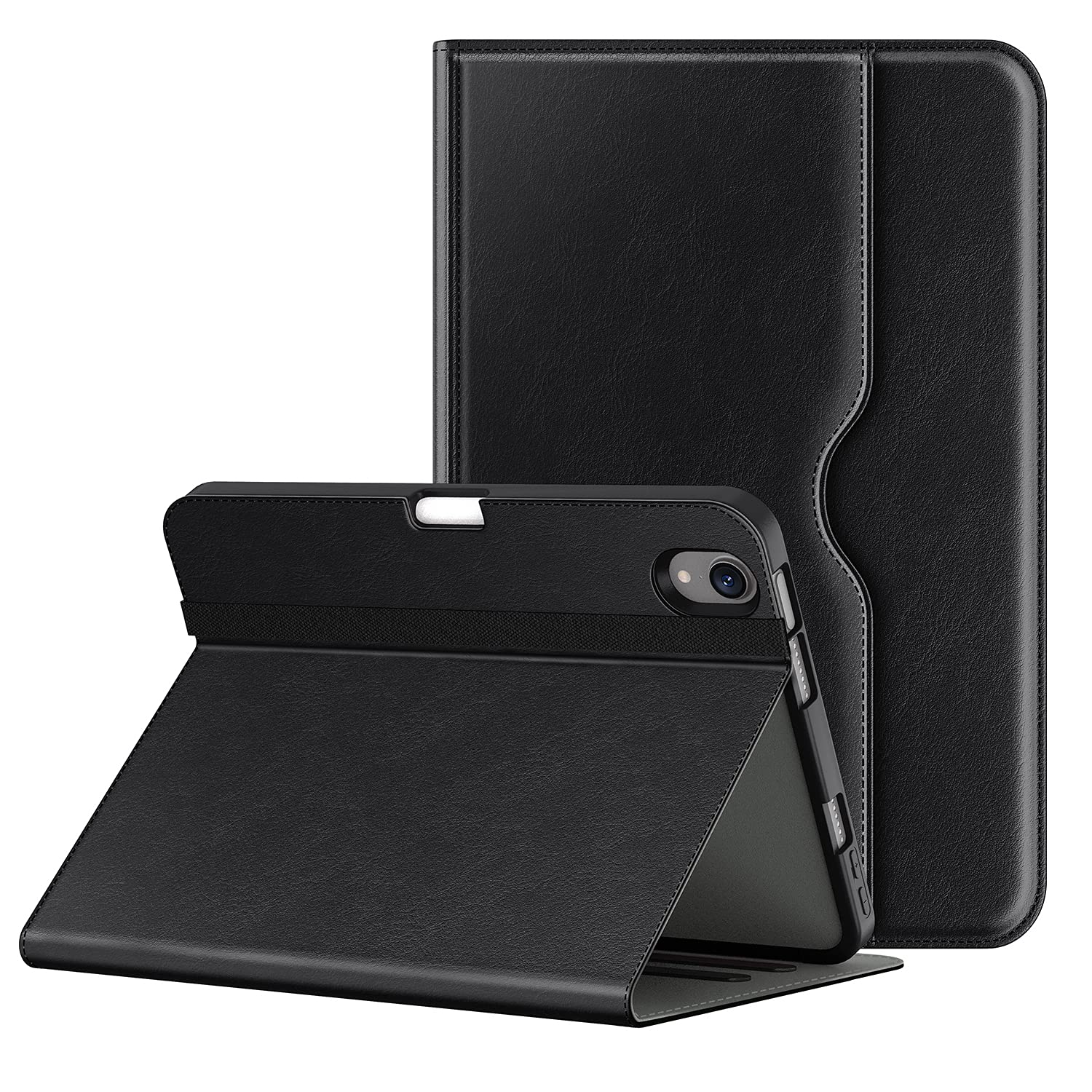 Premium PU Leather Folio Stand Case for iPad Mini 6 (2021 6th Gen) - Multi-Angle Viewing, Shockproof TPU Back Cover with Storage Pocket & Apple Pencil Holder | Auto Sleep/Wake Function | Perfect for Work, Travel & Home Use (8.3 Inch, Black)
