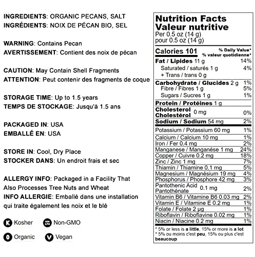 Organic Dry Roasted Pecan Halves with Himalayan Salt | 12 lbs Non-GMO, Vegan, Keto-Friendly Snack | No Oil Added, Kosher Certified | High in Protein & Fiber | Perfect for Baking, Trail Mix & Healthy Snacking