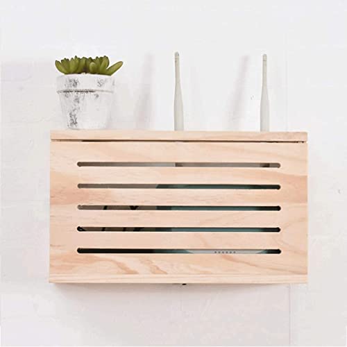 Wooden Wireless Router Storage Box - TV Stand Cable Organizer with Hidden Compartment for WiFi Router, Modem, and Power Strips | Perfect for Living Room, Office, and Home Theater Setup