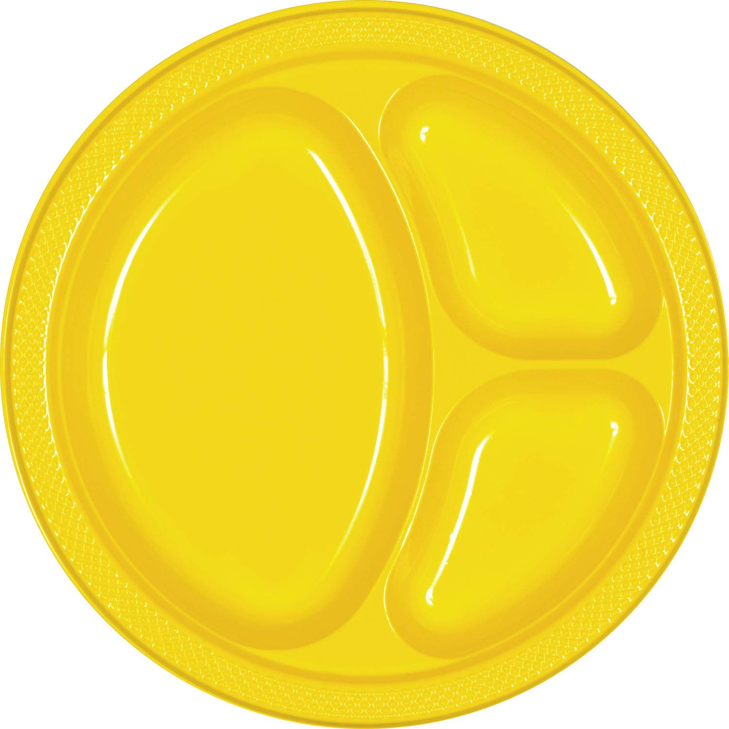 Vibrant Yellow Sunshine 3-Compartment Plastic Plates - 10 Inch (Pack of 20) - Durable & Convenient Party Dinnerware for BBQs, Picnics, Birthdays & Family Gatherings