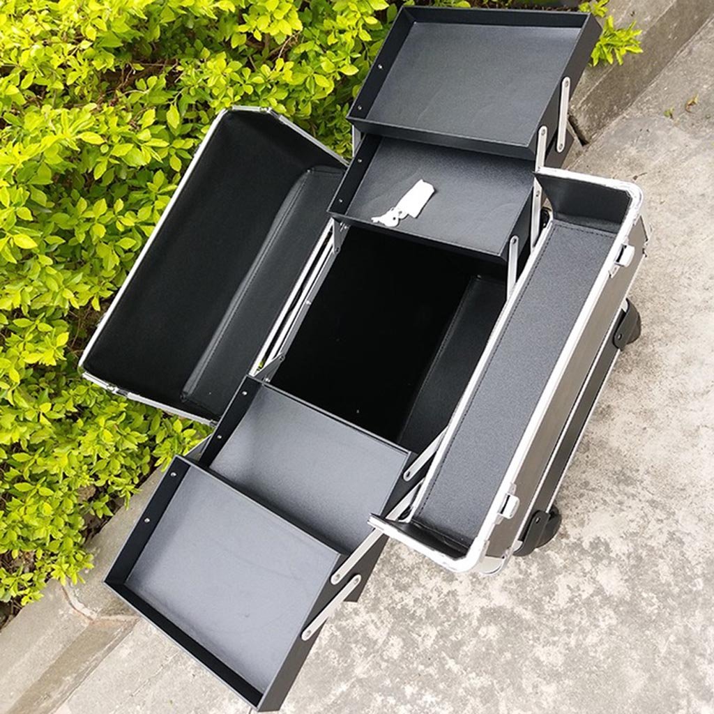 MERTNK 2-in-1 Rolling Makeup Storage Cart & Travel Case - Black Cosmetic Organizer on Wheels for Beauty Professionals & Home Use - Perfect for Salon, Makeup Artists, and Travel Organization