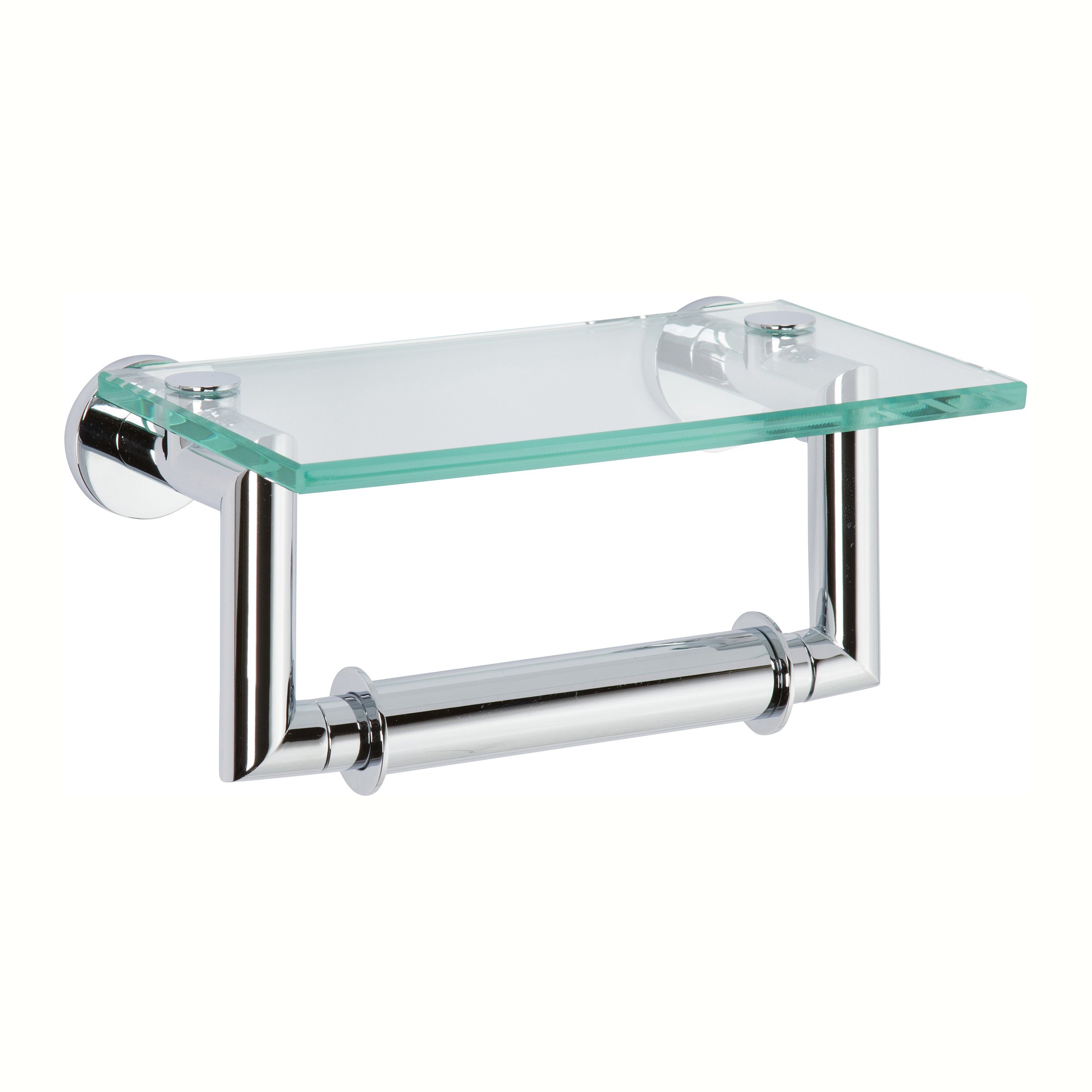 Ginger 4627/PC Kubic Double-Post Toilet Paper Holder - Polished Chrome Bathroom Tissue Roll Stand - Perfect for Modern Bathrooms & Powder Rooms