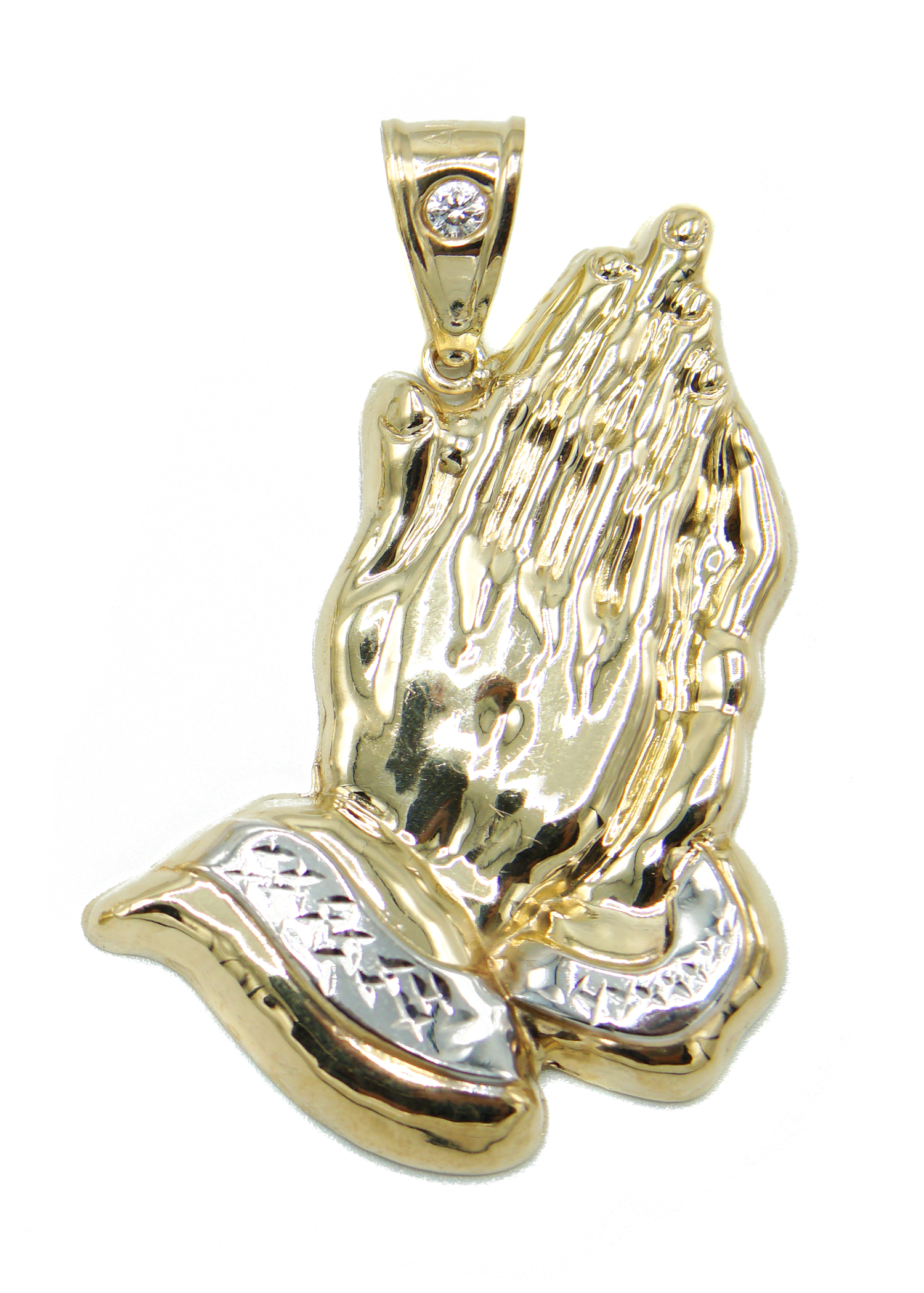 10K Gold Praying Hands Pendant Necklace - Customizable Chain Length & Size - Perfect for Religious Gifts, Baptism, First Communion & Daily Wear Jewelry