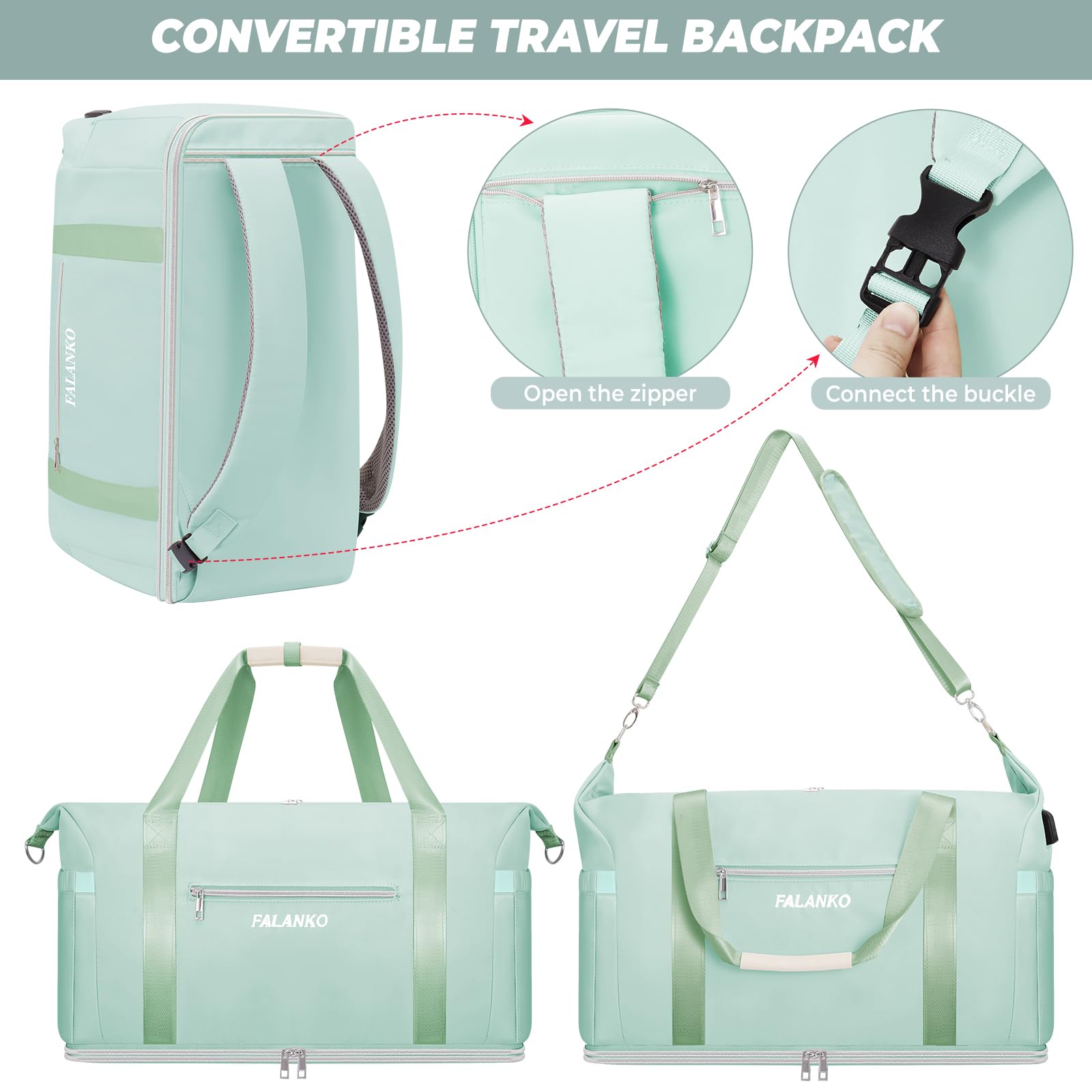 Women's Weekender Bag - 44L Large Expandable Travel Duffel with Shoe Compartment & Toiletry Set | Waterproof Wet Pocket | Overnight Backpack Carry-On Tote for Gym, Beach, Hospital & Outdoor Adventures | Perfect for Weekend Getaways, Business Trips & Vacation Travel