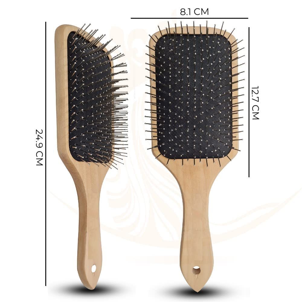 Kamz Beauty Anti-Bacterial Bamboo Hair Brush - Detangling Comb for Men & Women - Perfect for Daily Styling, Travel & Salon Use