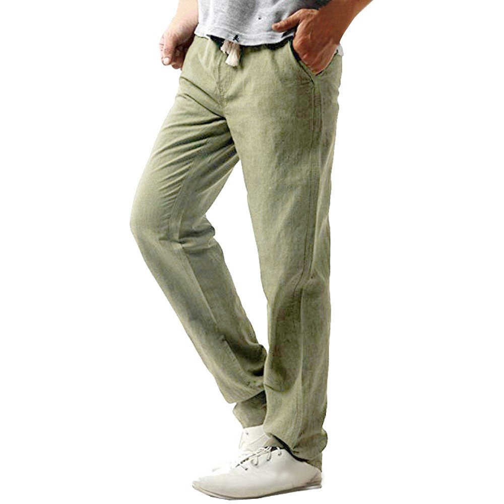 Men's Slim Fit Linen Casual Pants - Breathable Solid Color Trousers for Summer | Perfect for Beach, Travel & Outdoor Activities