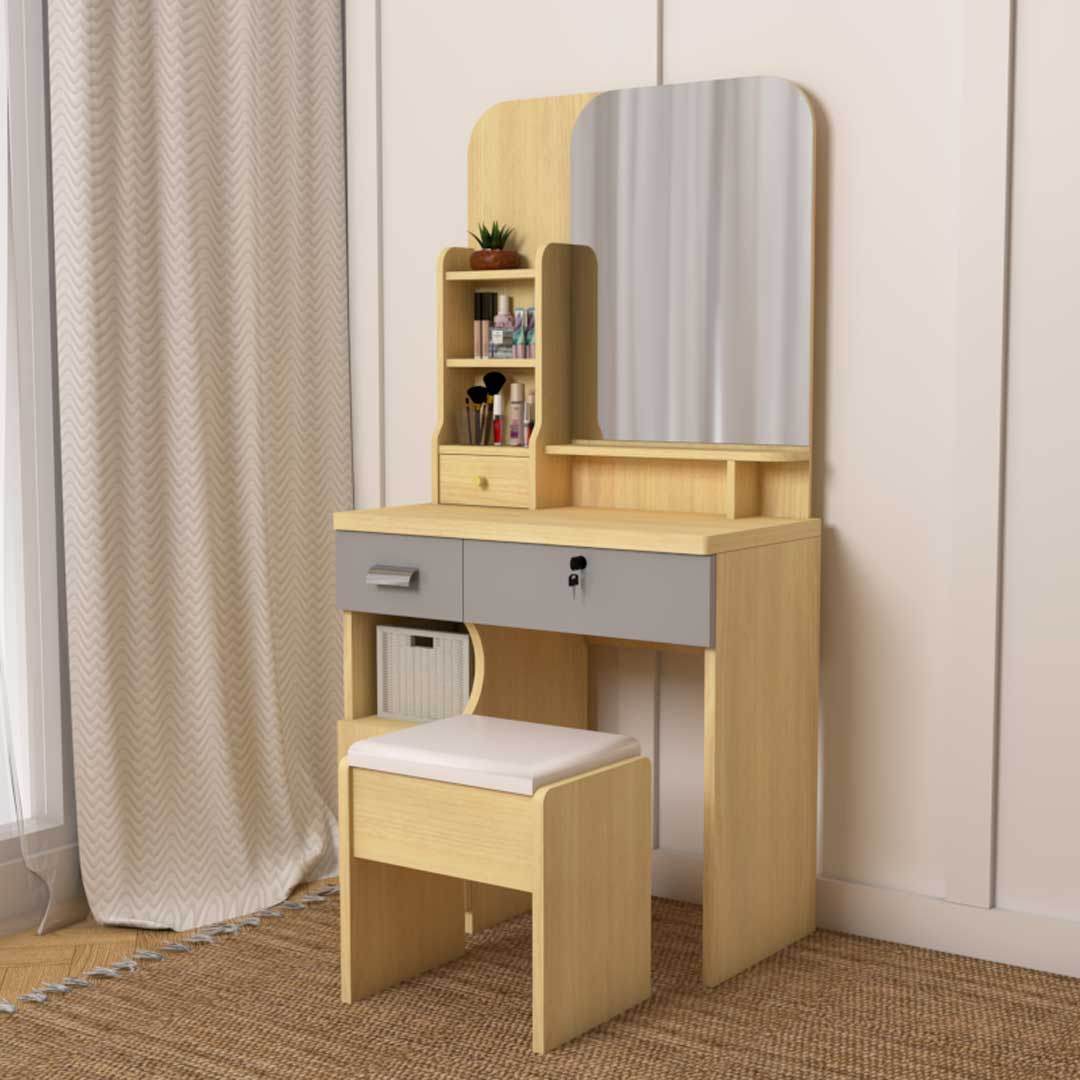 Eldora Vanity Dressing Table with Mirror and Stool - Elegant Makeup Desk for Bedroom, Bathroom & Salon - Perfect for Makeup, Skincare & Hair Styling