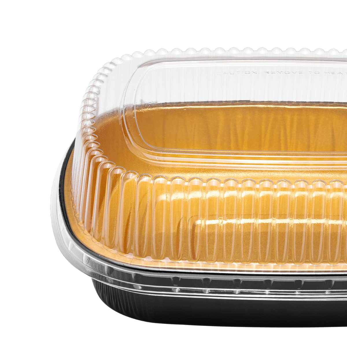 72 oz Black & Gold Aluminum Pans with Clear Lids - Oven & Grill Safe (50 Count) - Perfect for Baking, Roasting & Meal Prep - AF-TOP72-COMBO