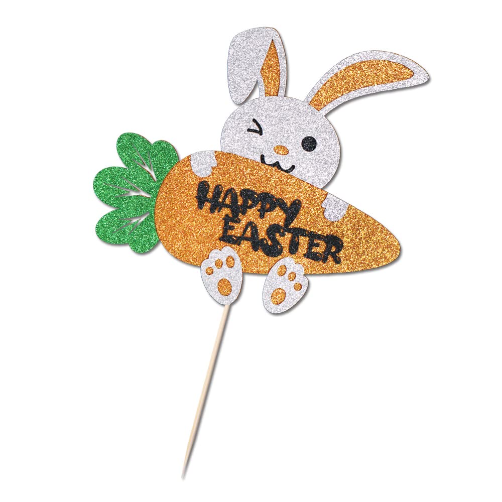 Little Bunny Cake Topper - Happy Easter Cake Decorations for Boys & Girls - Easter Party Cake Decorating Supplies - Perfect for Easter Cakes, Cupcakes, and Dessert Table Displays