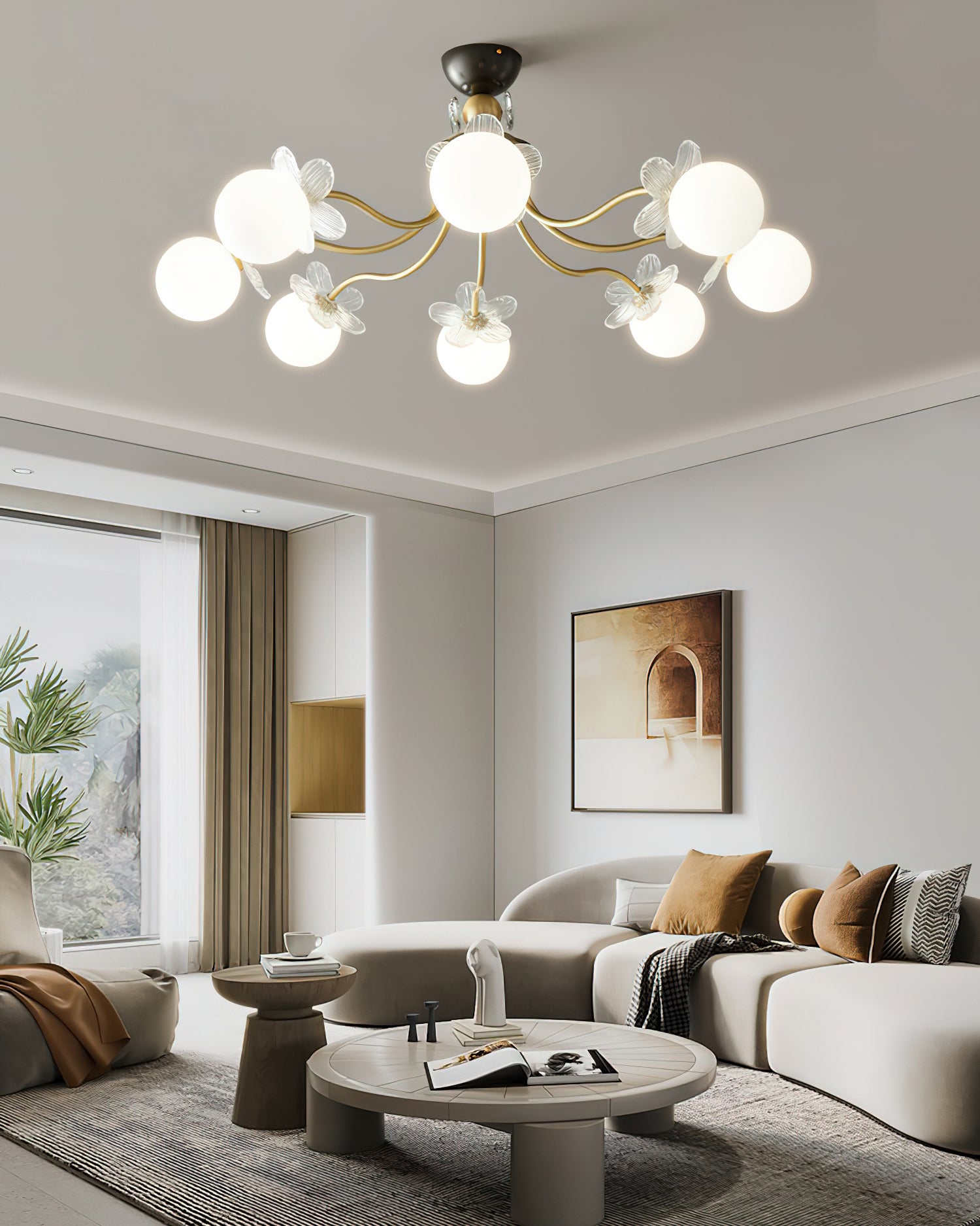 Elegant Blossom Flower Glass Chandelier - Modern Crystal Ceiling Light Fixture for Dining Room, Bedroom & Living Room Decor