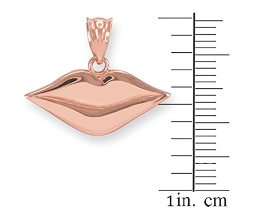 10k Rose Gold Lips Charm Pendant - High Polish Jewelry for Women, Gift for Her - Perfect for Valentine's Day, Anniversary & Special Occasions