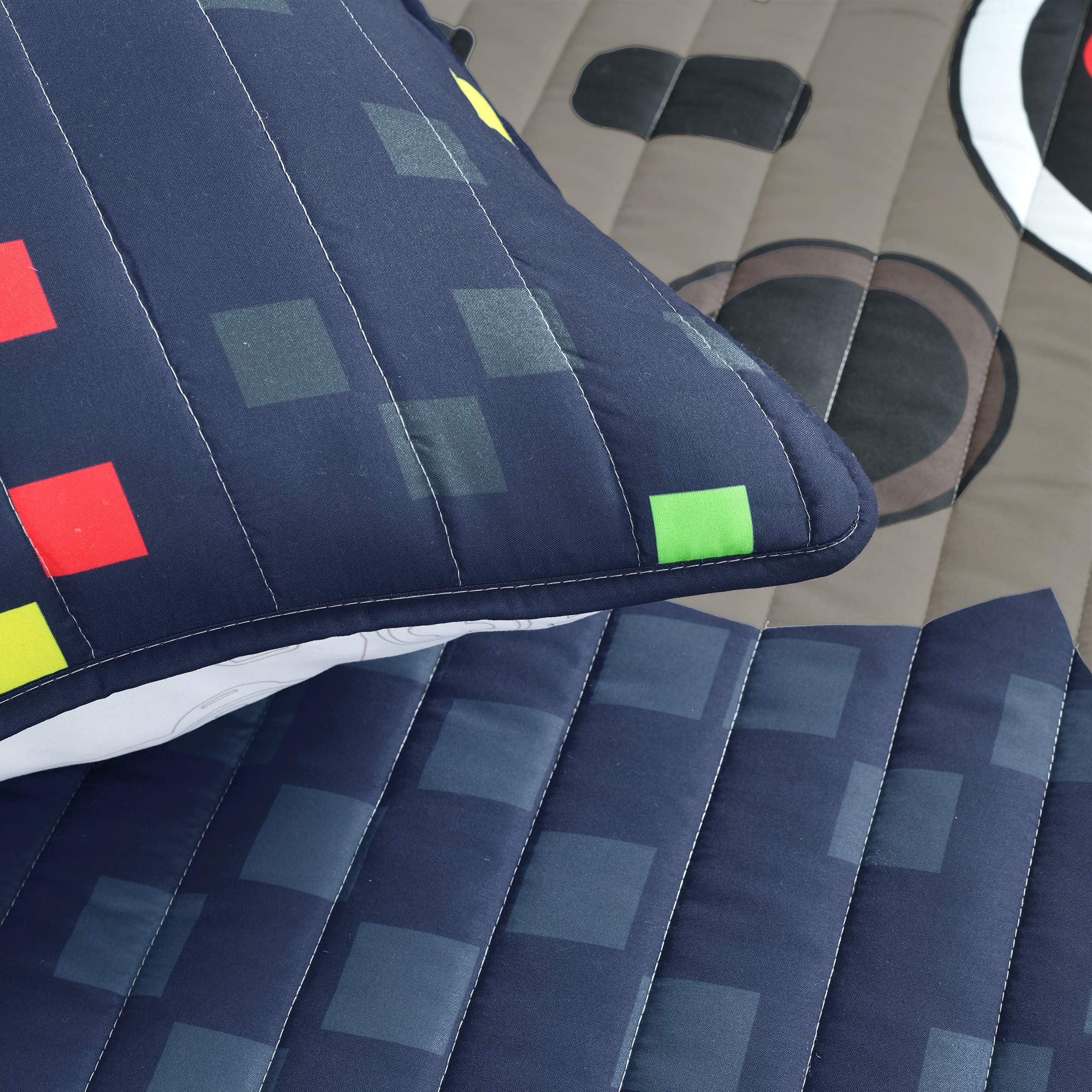 Lush Decor Video Games 5-Piece Quilt Set, Full/Queen Size, Navy Blue - Perfect for Gamer Bedrooms & Cozy Living Spaces