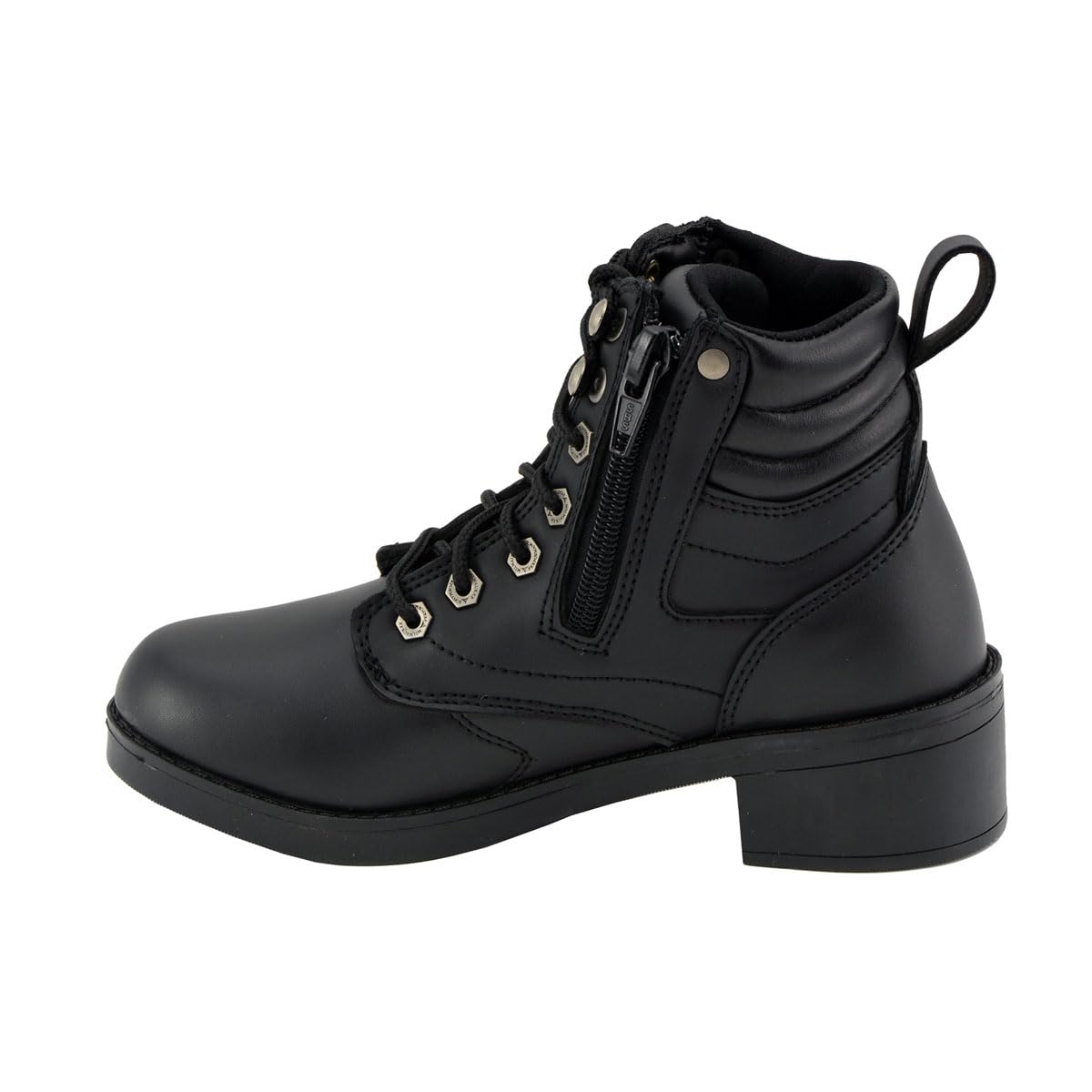 Milwaukee Leather MBK9275 Boys Black Lace-Up Boots with Side Zipper - 1.5 Inch Heel - Durable Leather Shoes for Kids - Perfect for School, Outdoor Play & Casual Wear