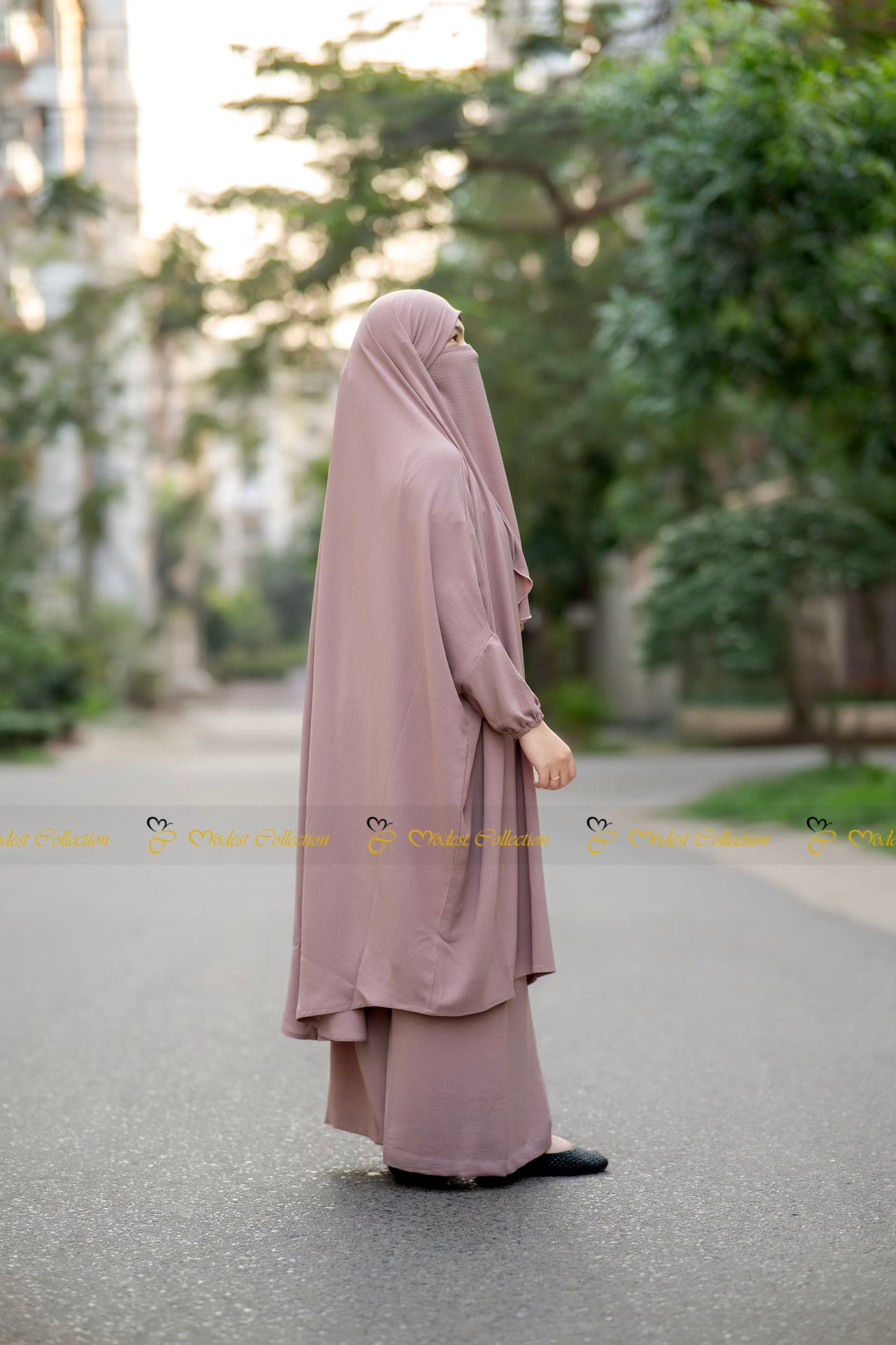 French Cut No Niqab Unjila Jilbab in Umber - Modest Islamic Prayer Dress for Women | Perfect for Daily Wear, Mosque Visits & Religious Ceremonies
