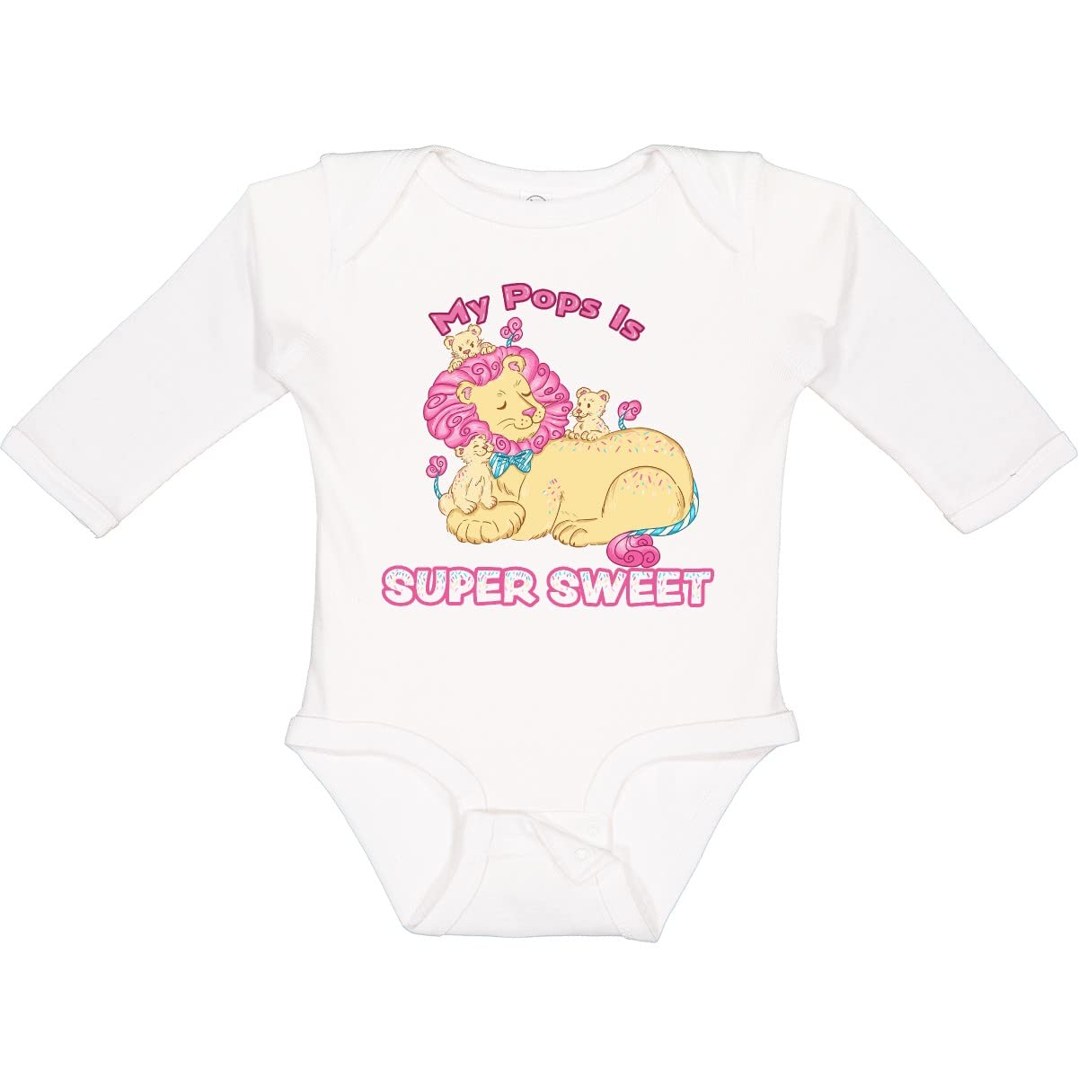 Inktastic My Pops is Super Sweet Cotton Candy Lions Long Sleeve Baby Bodysuit - Perfect for Family Photos, Birthday Gifts & Everyday Cuteness
