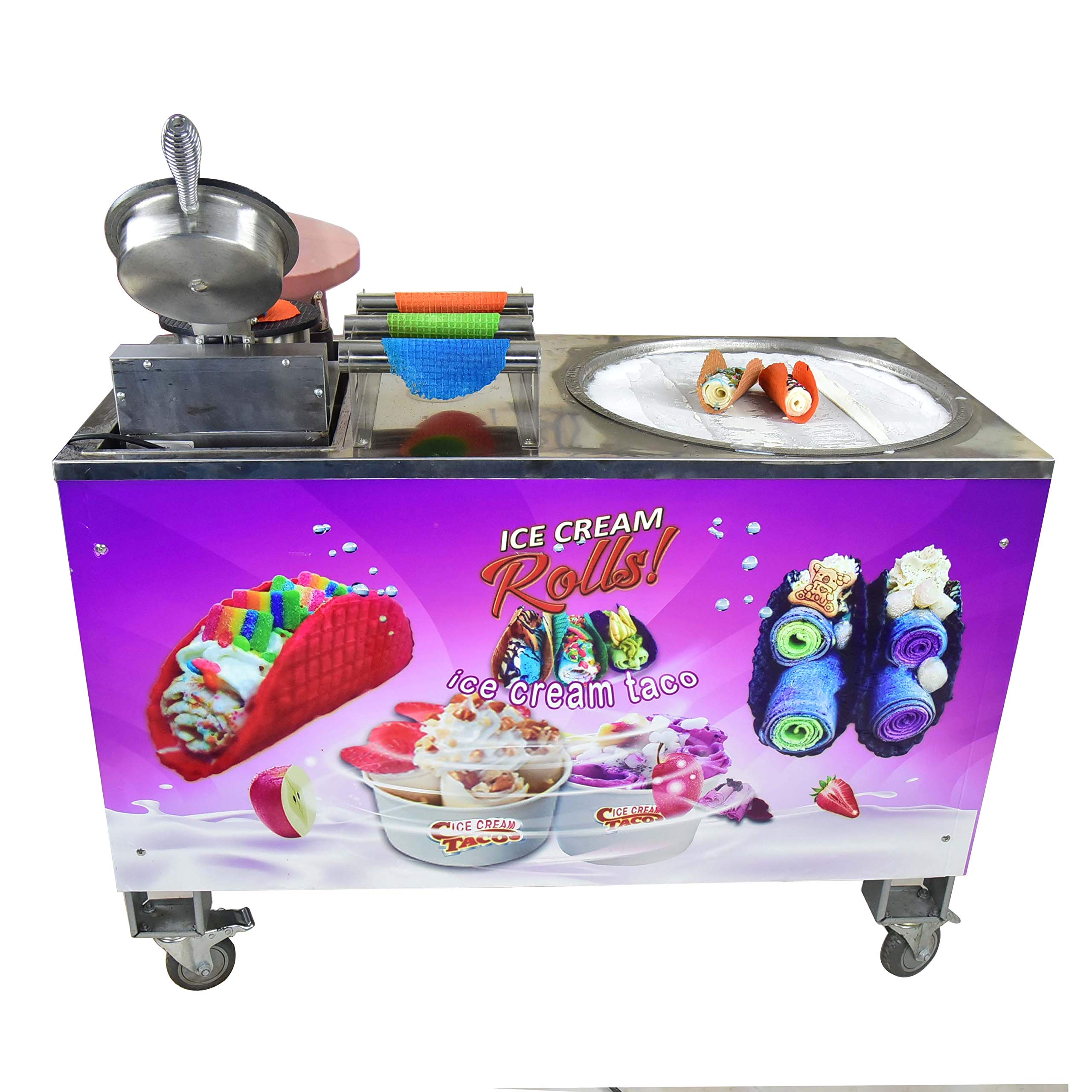 Kolice Commercial Taco Maker & Roll Ice Cream Machine - Professional Tortilla Press & Fried Ice Cream Equipment for Restaurants, Food Trucks & Catering Businesses | Perfect for Mexican Cuisine, Dessert Shops & Street Food Vendors