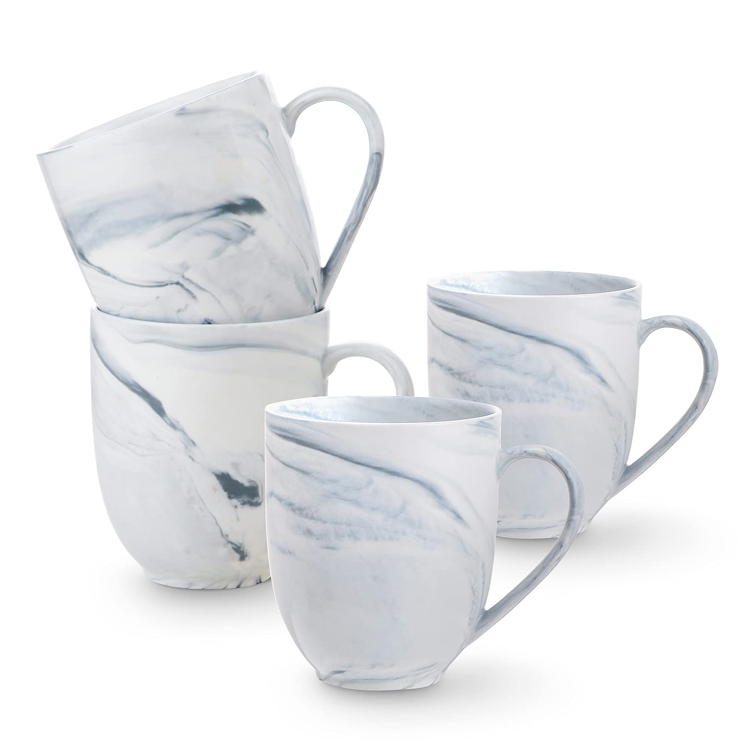 Premium Stone Lain Brighton Porcelain Dish Set - 4 Elegant Gray Coffee Mugs for Home, Office, or Gifts | Durable & Stylish Tea Cups for Daily Use, Parties, and Decor