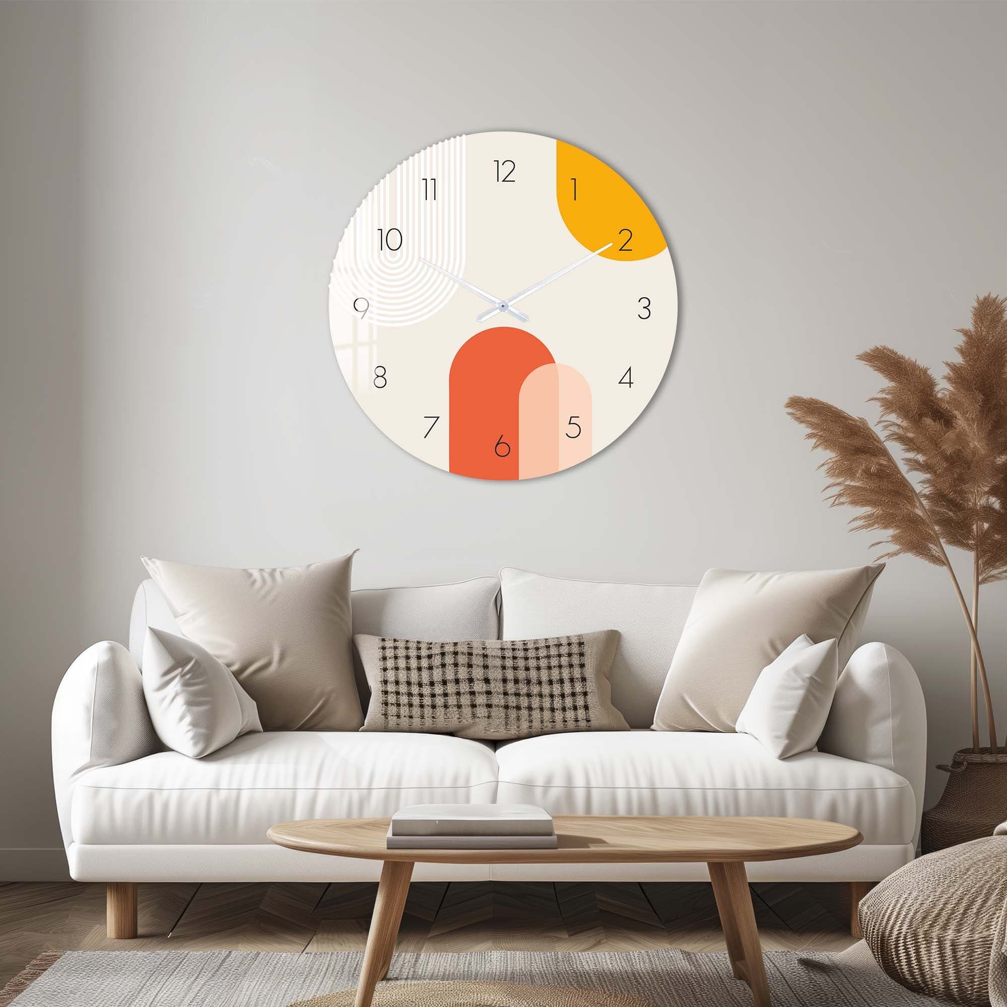 Stylish Beige Puffy Glass Wall Clock - Modern Home & Office Decor - Perfect for Living Room, Bedroom, Kitchen, and Workspace