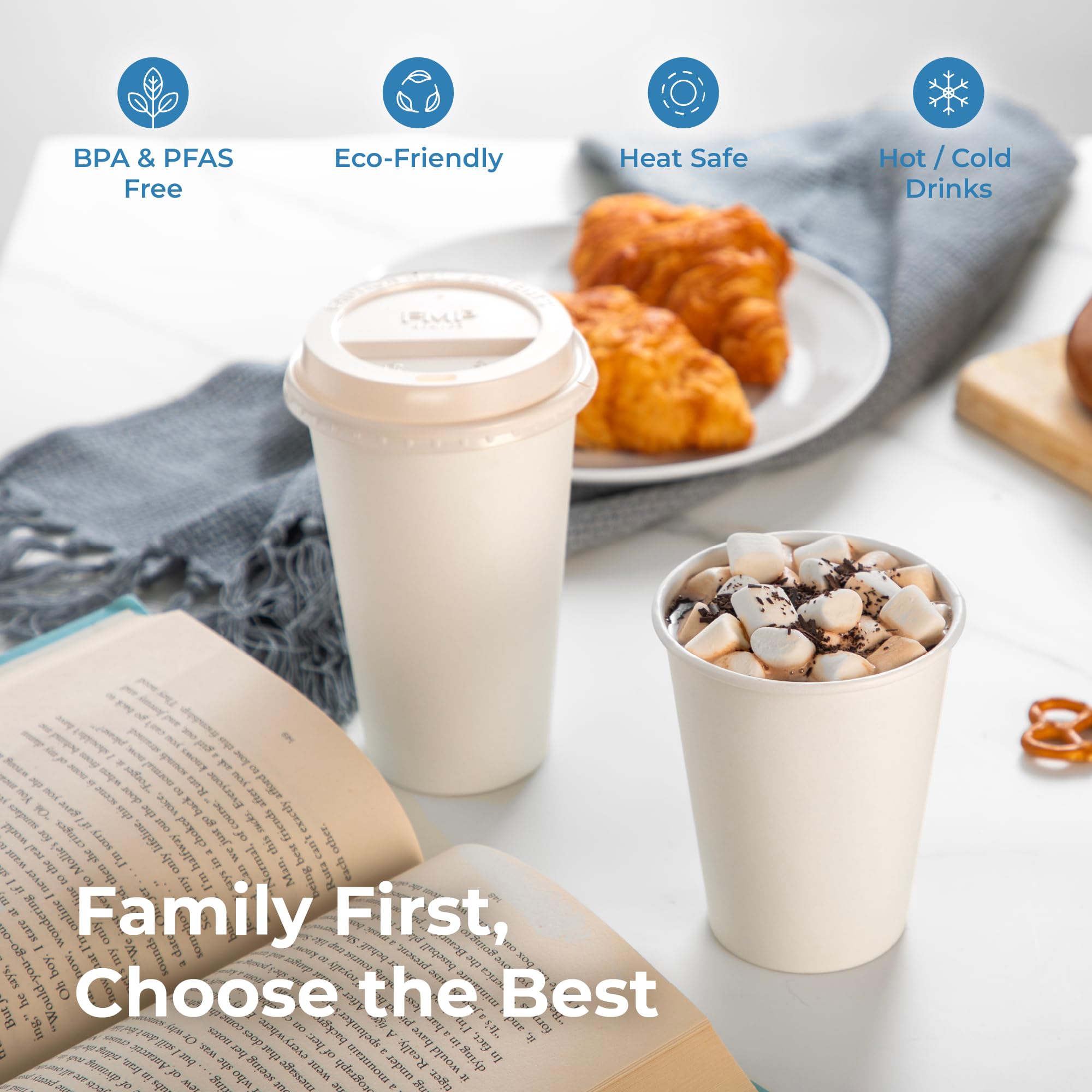 1000 Pack 10 oz Disposable Paper Coffee Cups - Premium White Hot & Cold Drink Cups - Thickened Durable Bulk Paper Cups for Coffee, Tea, Parties, Office, Home, Cafes & Events - Perfect for Takeout, Catering & Daily Beverage Use