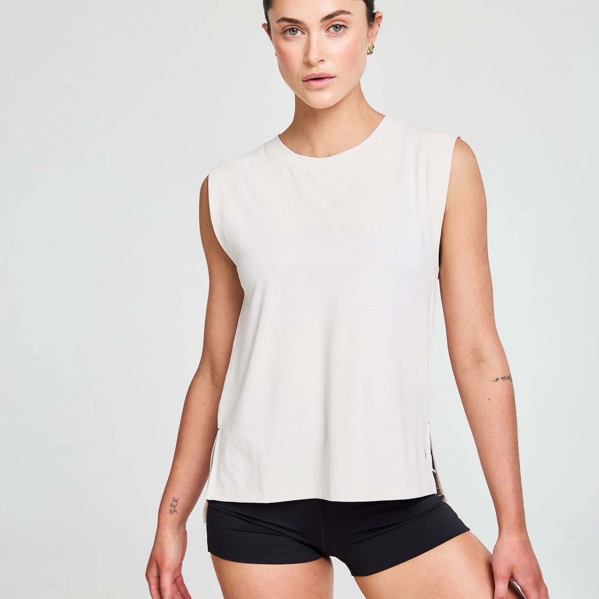 BAHE Zephyr Cap Sleeve Tank Top for Women - Soft Breathable Coconut Color Summer Casual Wear | Perfect for Yoga, Beach, and Everyday Outfits