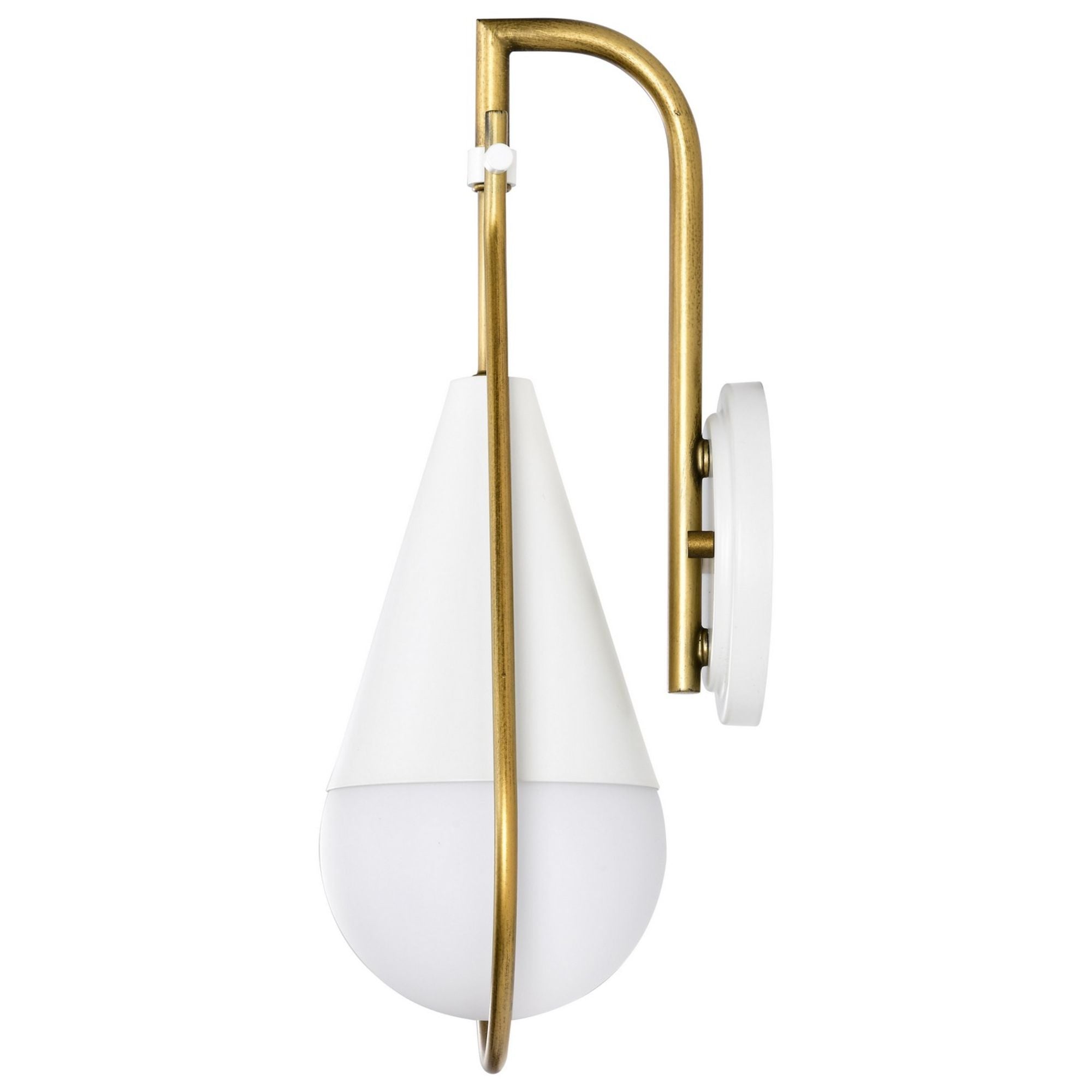 Admiral 15-Inch Modern Wall Sconce Light Fixture - Matte White & Natural Brass Finish - Perfect for Bedroom, Living Room, and Hallway Lighting