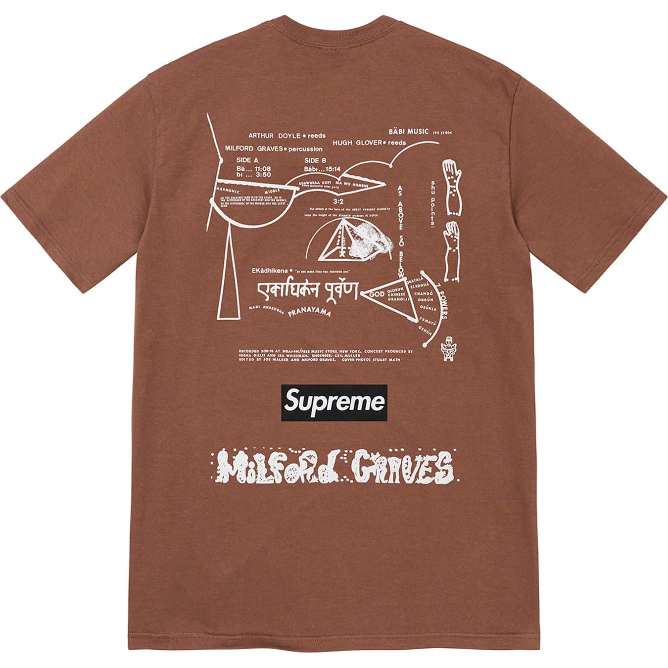 Supreme Milford Graves Graphic T-Shirt - Brown Cotton Vintage Tee for Men - Streetwear, Hip Hop & Casual Outfits