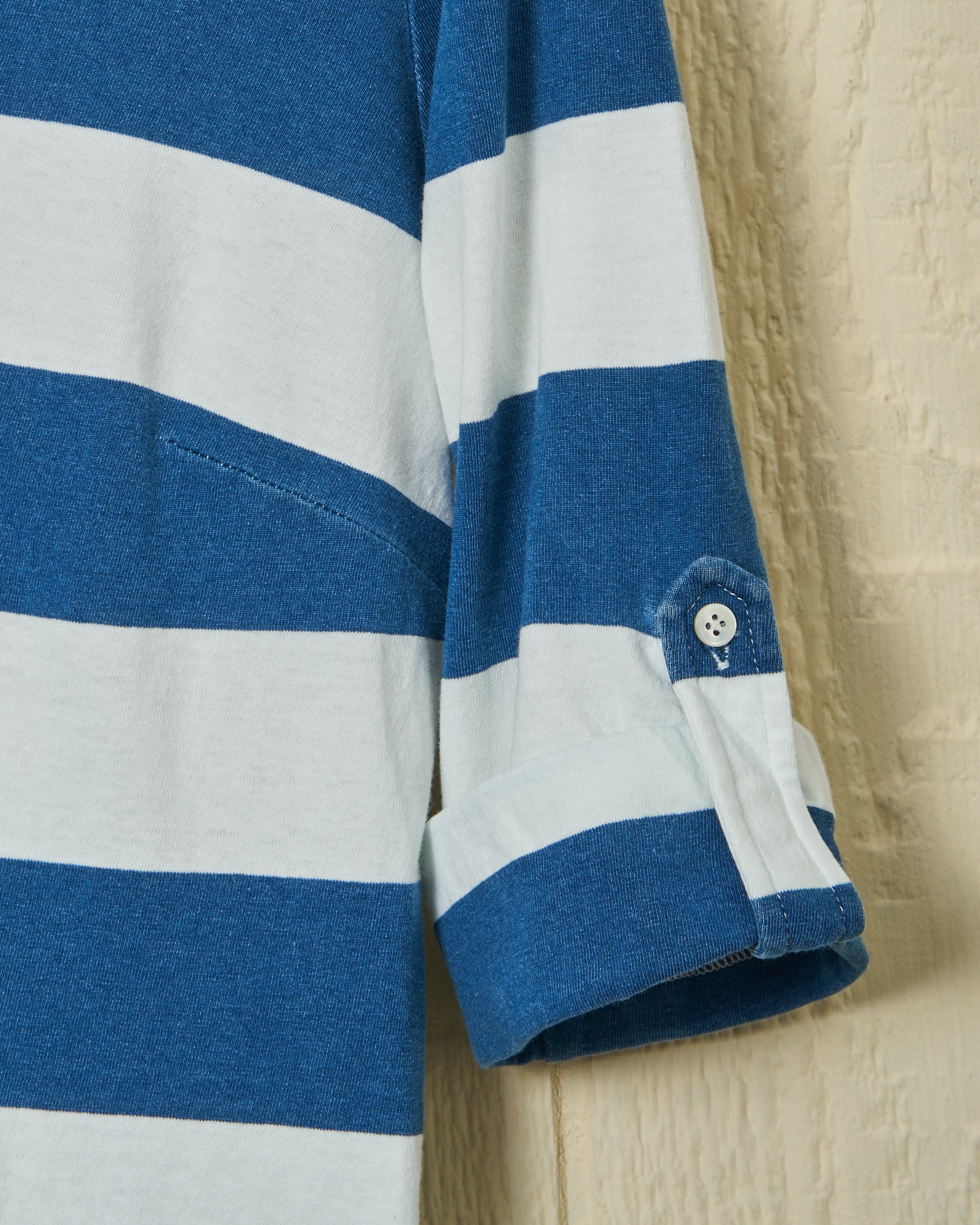 Avalon Indigo Knit Top - Blue & White Rugby Stripe Women's Casual Shirt | Perfect for Work, Weekend Outfits & Layering