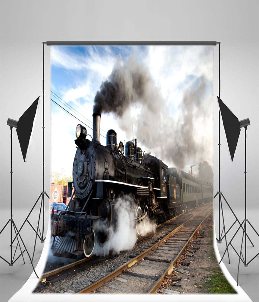 Yeele 3x5ft Vintage Steam Locomotive Photo Backdrop - Classic Railway Engine Vinyl Background for Photography, Portraits, Parties & Studio Props | Perfect for Adult & Baby Photos, Themed Decorations & Booth Displays