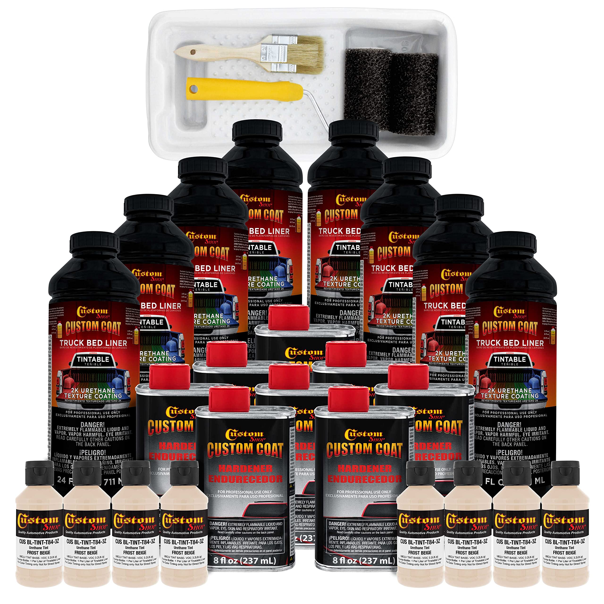 Federal Standard Color #36521 Frost Beige T84 Urethane Truck Bed Liner Kit - 2 Gallon Roll-On, Brush-On or Spray-On Protective Coating with Roller Applicator | Durable Textured Finish for Pickup Trucks, Trailers & Off-Road Vehicles