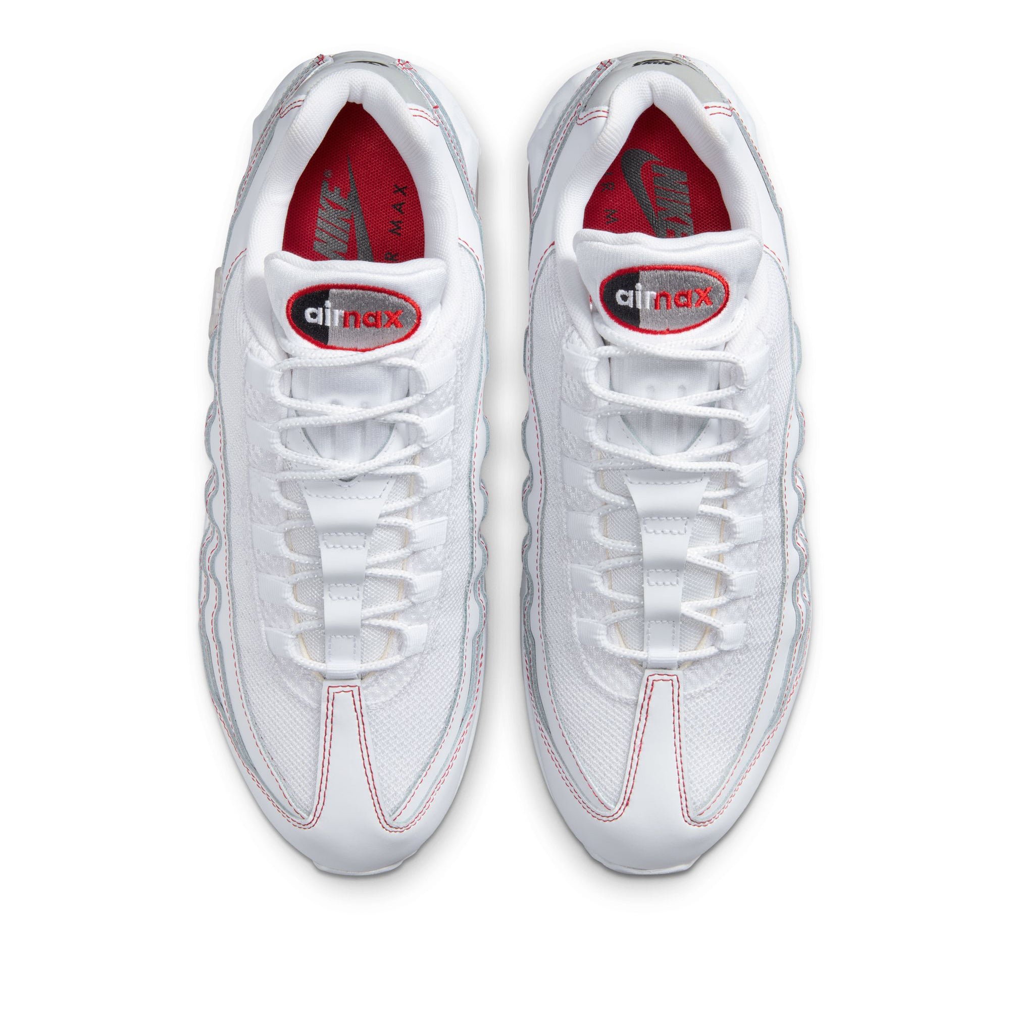 Nike Air Max 95 OG Sneakers - White/University Red Men's Running Shoes for Jogging, Gym & Casual Wear