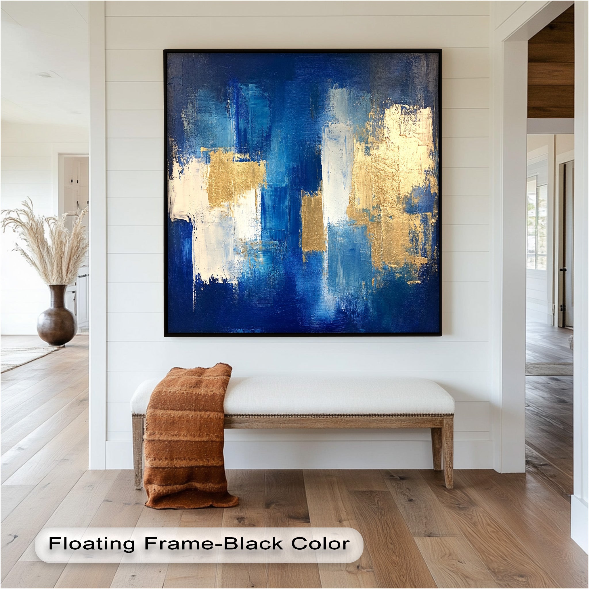 Blue Harmony Abstract Oil Painting - Modern Wall Art for Living Room, Bedroom & Office Decor | Handmade Canvas Artwork