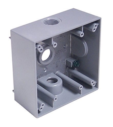 Southwire Topaz TOPWB2350 Weatherproof Electrical Box - Gray Aluminum Enclosure, Water Resistant with Closure Plugs & Grounding Screws - Ideal for Outdoor Wiring, Industrial Installations & Harsh Environments
