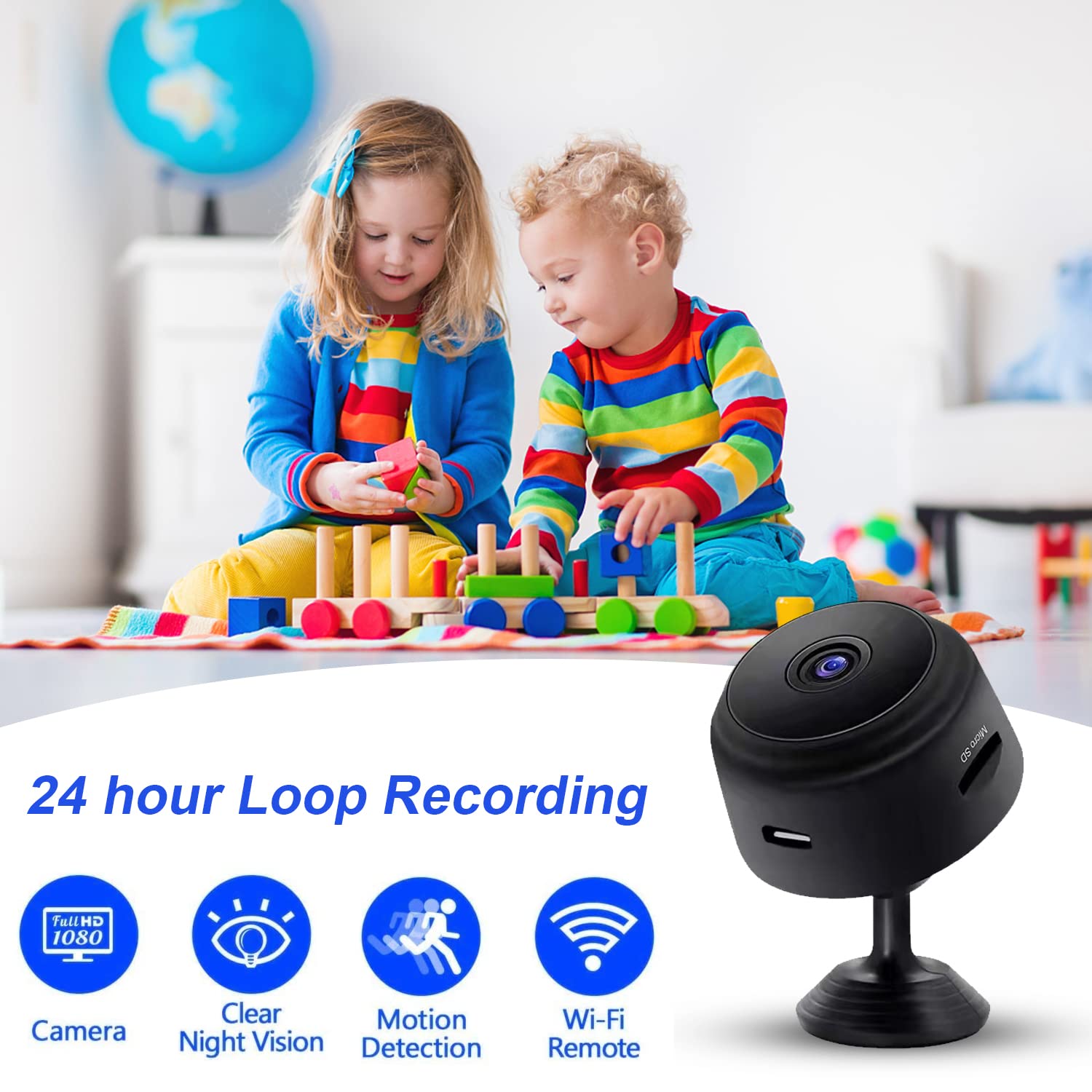 Hidden Spy Camera WiFi Mini Nanny Cam - Wireless Security Camera with Motion Detection & Night Vision for Home, Office, Baby, Pet Monitoring - Indoor/Outdoor Surveillance for House Protection (Model C2)