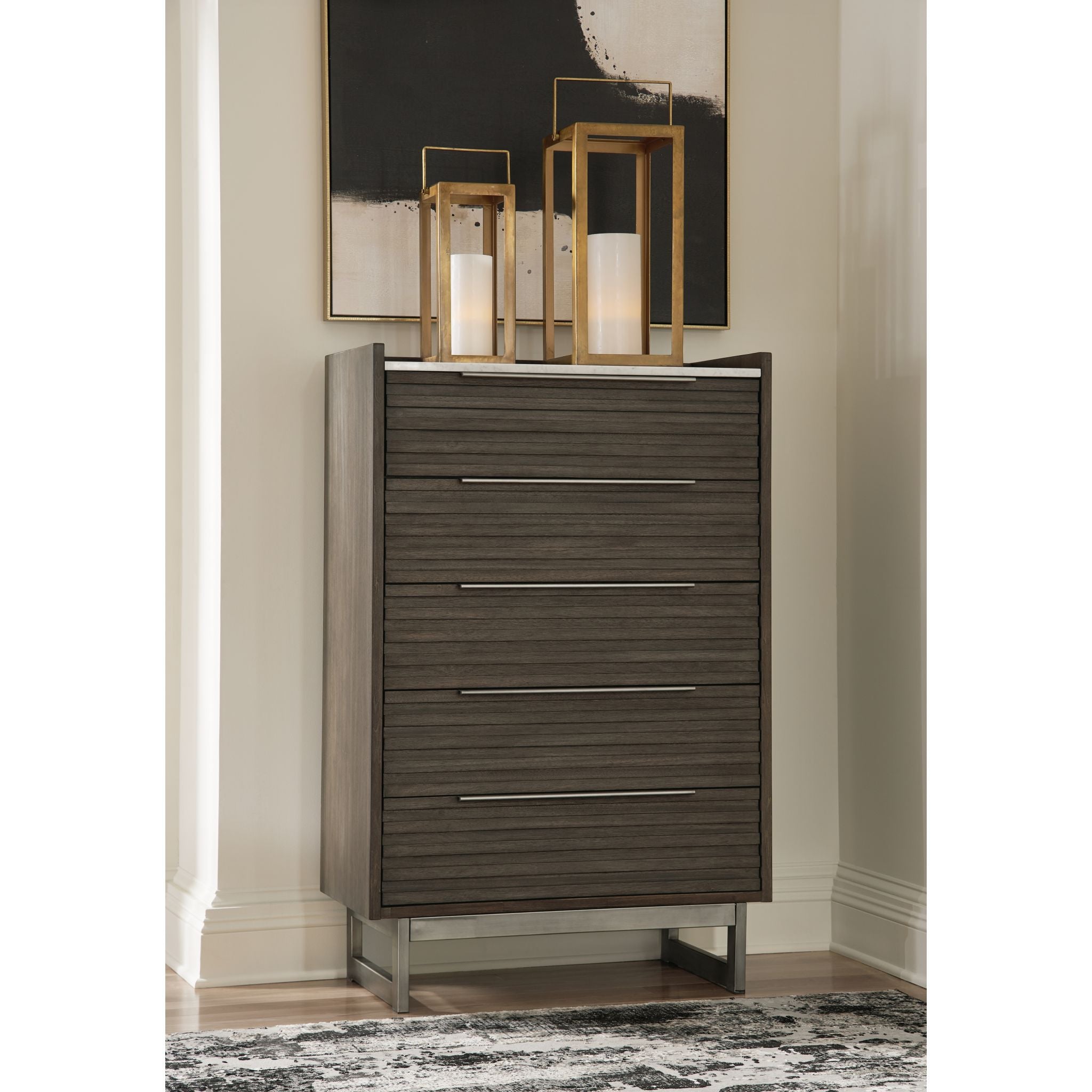Arkenton Chest - Grayish Brown & White Wooden Storage Box for Home, Office, and Bedroom Organization