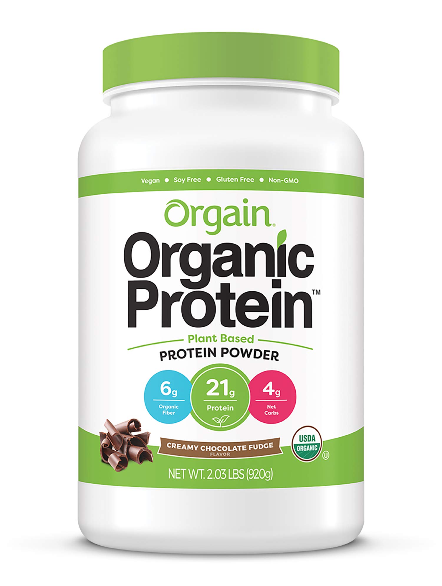 Orgain Organic Vegan Protein Powder + Greens, Vanilla Bean & Creamy Chocolate Fudge - 21g Plant Based Protein, Gluten Free, Dairy Free, Soy Free, No Sugar Added, Kosher - Supports Gut Health with Iron & Prebiotics - Perfect for Smoothies, Shakes & Post-Workout Recovery - 1.94lb & 2.03lb Pack