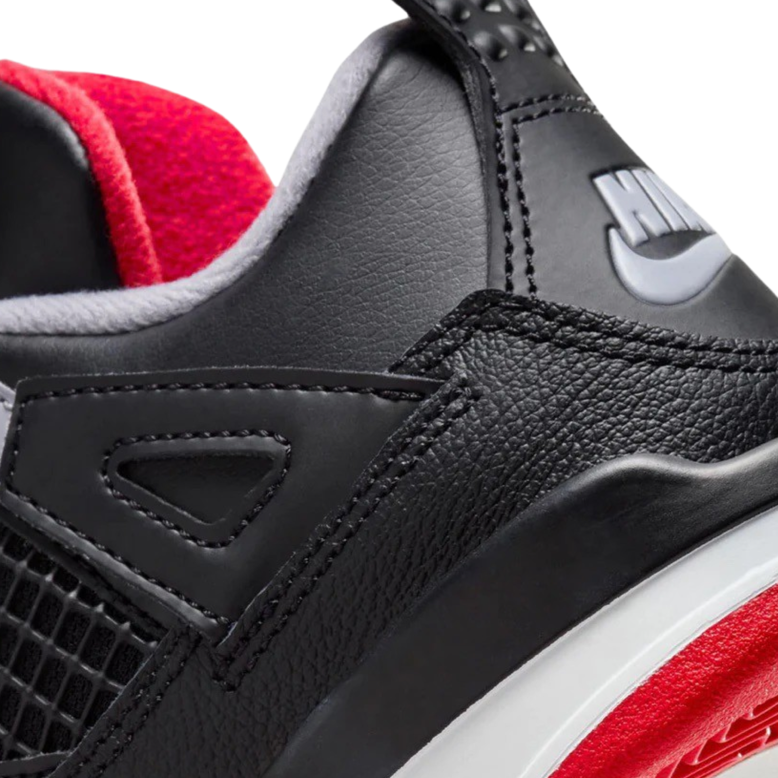 Air Jordan 4 Retro Reimagined BRED 2024 - Black Fire Red Cement Grey Sneakers for Boys & Girls | Pre-School Kids Basketball Shoes for Sports & Casual Wear