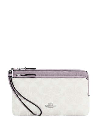 Coach Double Zip Wallet in Signature Canvas - Stylish & Durable Leather Wallet for Women - Perfect for Everyday Use, Travel & Gift Giving