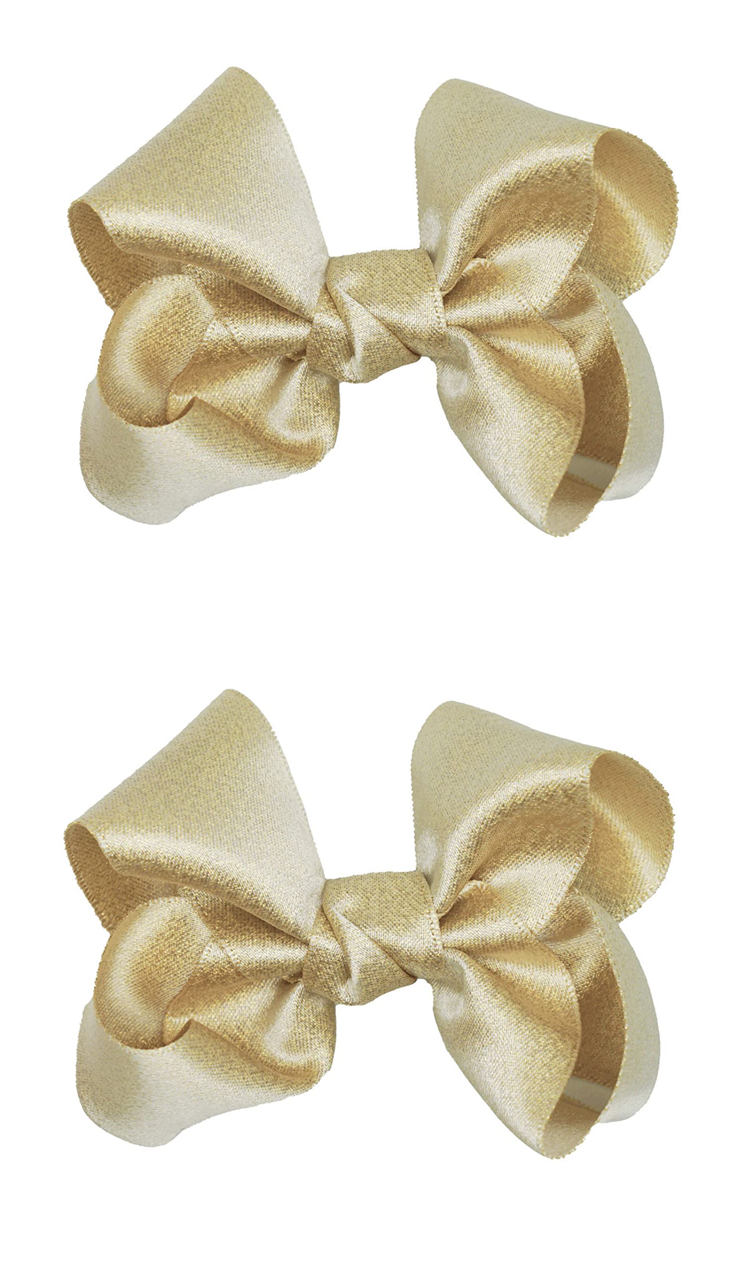 3 Inch Baby Girl Hair Bows Clips - Light Gold Hair Accessories for Toddlers & Kids - Set of 2 - Perfect for Parties, School, and Everyday Wear