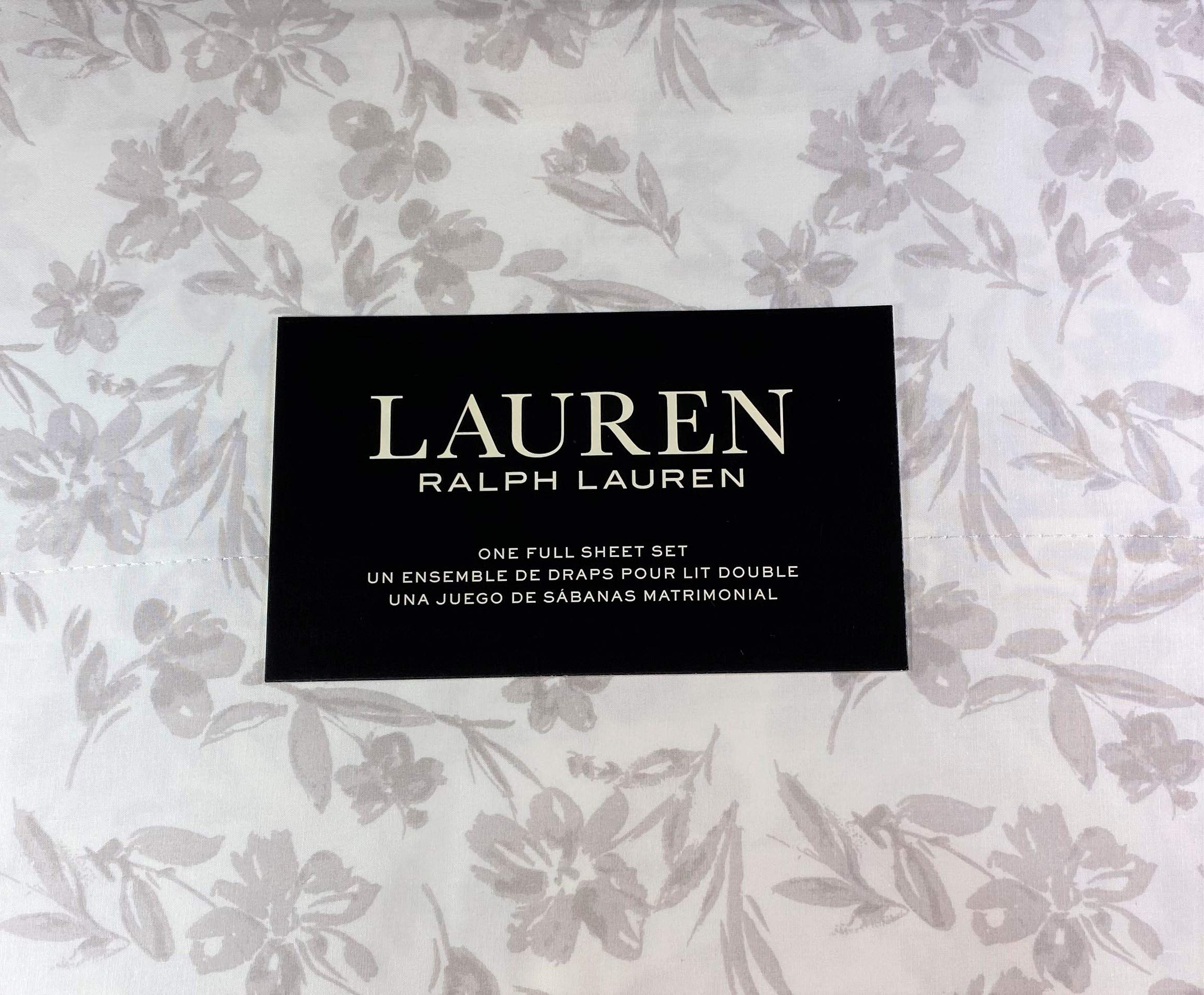 Lauren Full Size Floral Print Sheet Set - 100% Cotton Light Gray & White Bed Sheets - Soft & Breathable for Comfortable Sleep - Perfect for Master Bedroom, Guest Room & Dorm