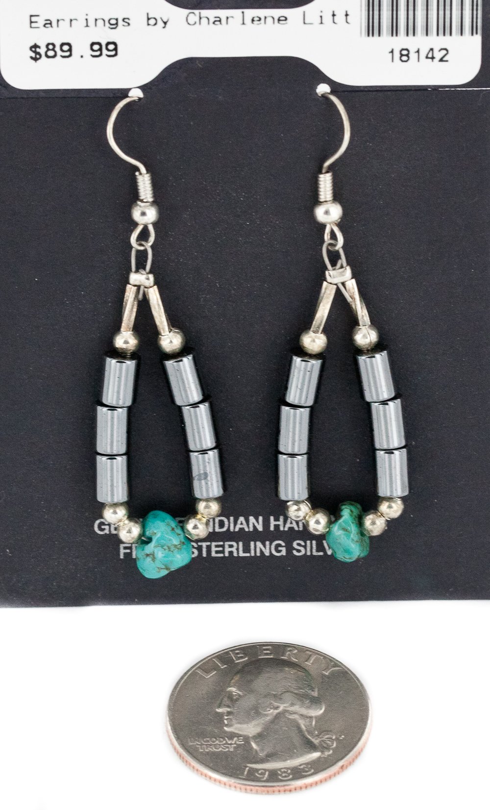 Authentic Native American Turquoise Hoop Earrings - Sterling Silver Dangle Hooks - Handmade by Loma Siiva - Perfect for Boho Fashion & Cultural Jewelry Collections