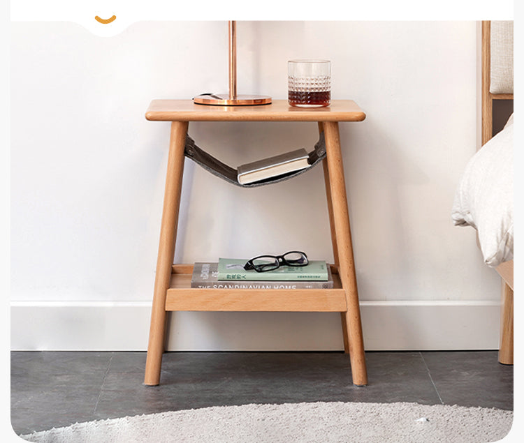 Solid Beech Wood Small Square Coffee Table - Modern Minimalist Side Table for Living Room, Bedroom, or Office - Perfect for Coffee, Books, and Decor